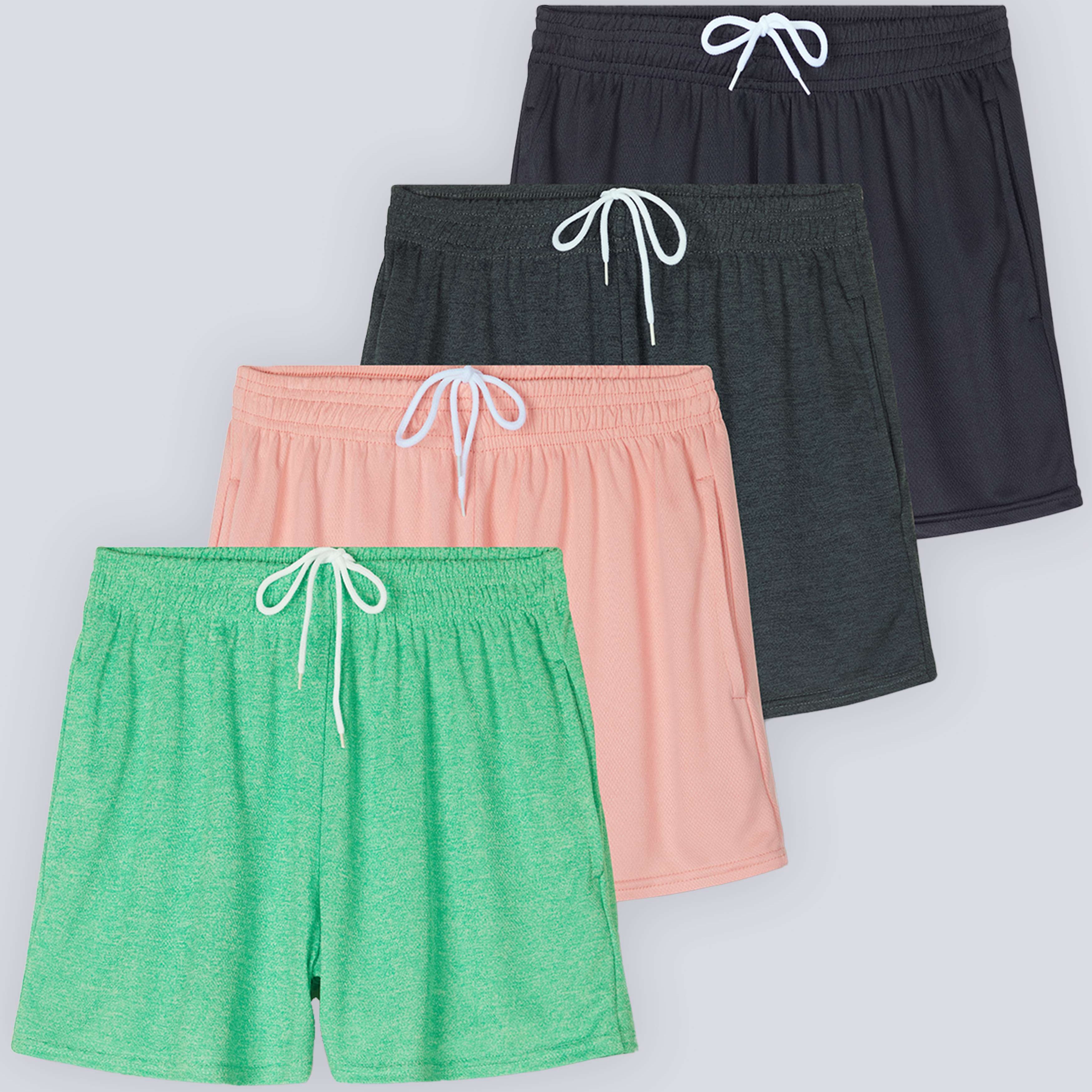 4 Pack: Womens Active Mesh Shorts