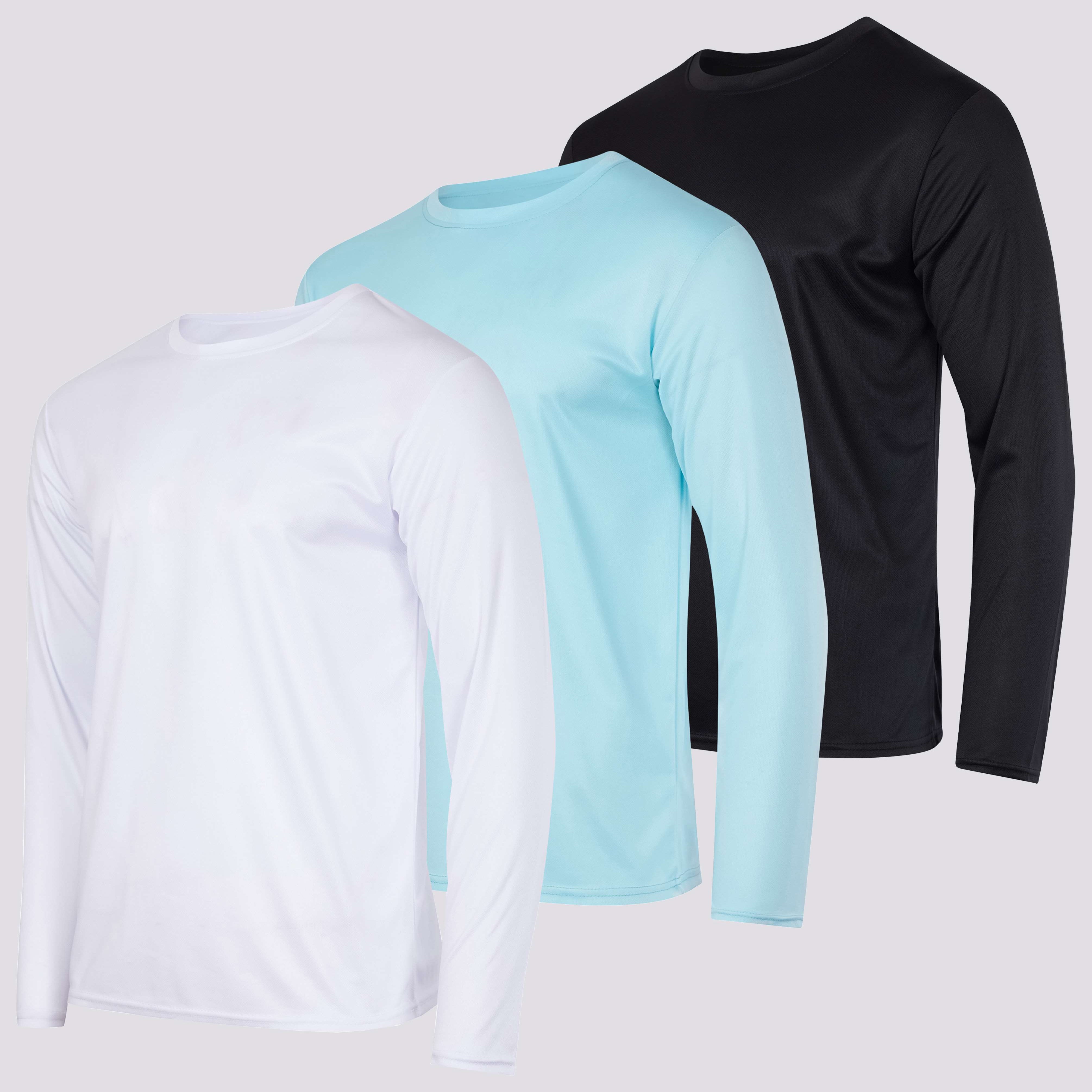 3 Pack: Mens Mesh Long Sleeve Active T-Shirt