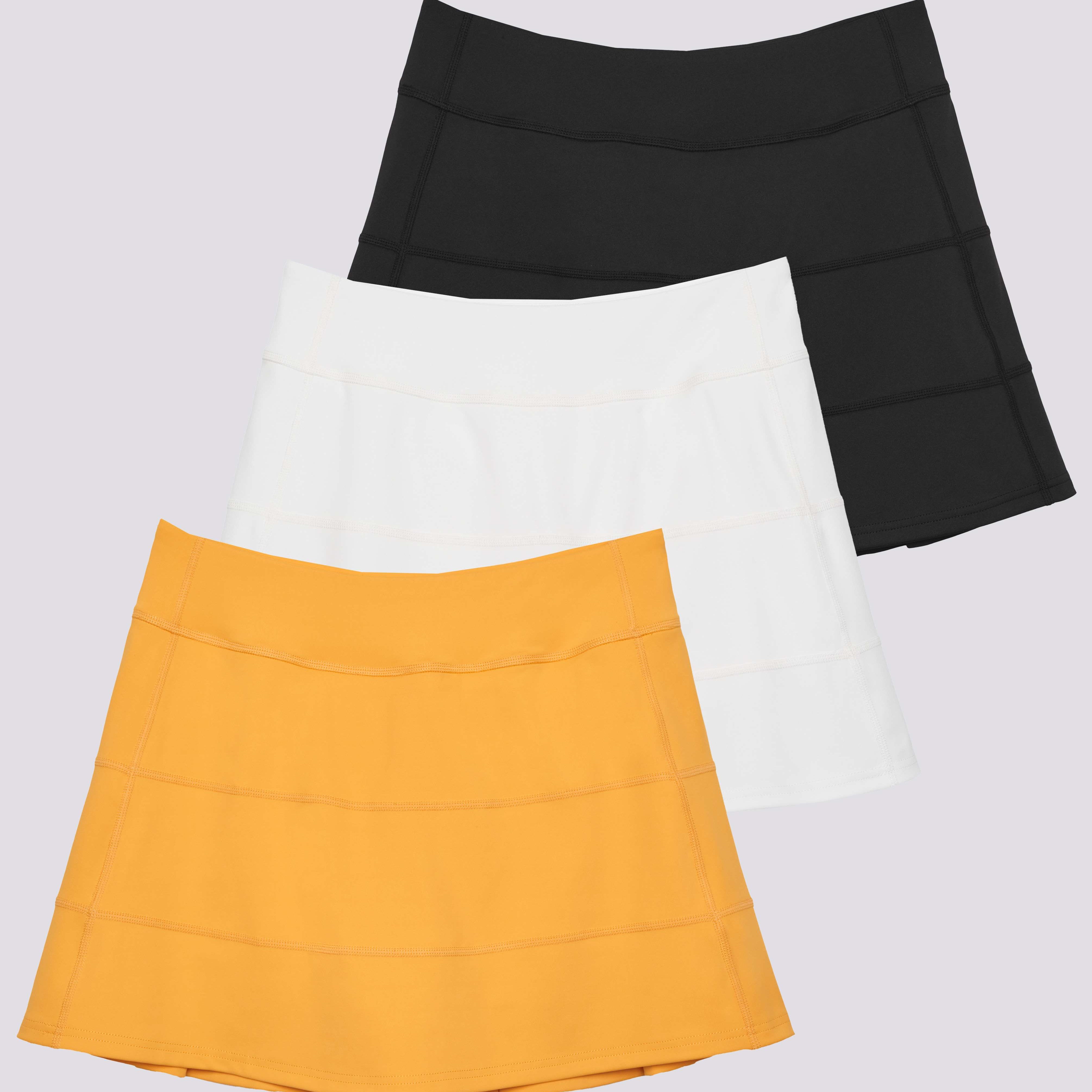 3 Pack: Women's 14" Pleated Tennis Skorts with Pockets