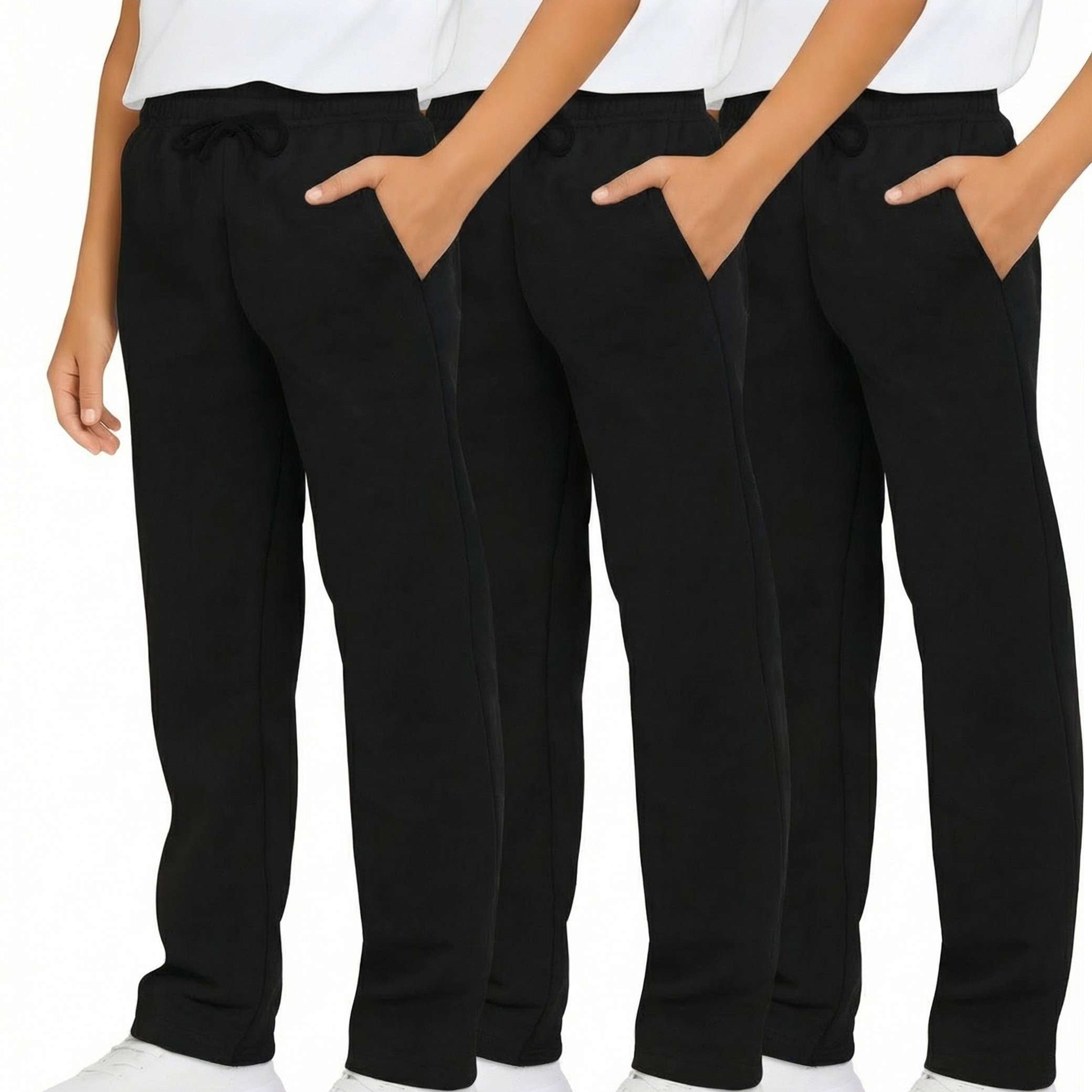 3 Pack: Boys Fleece Open Bottom Sweatpants