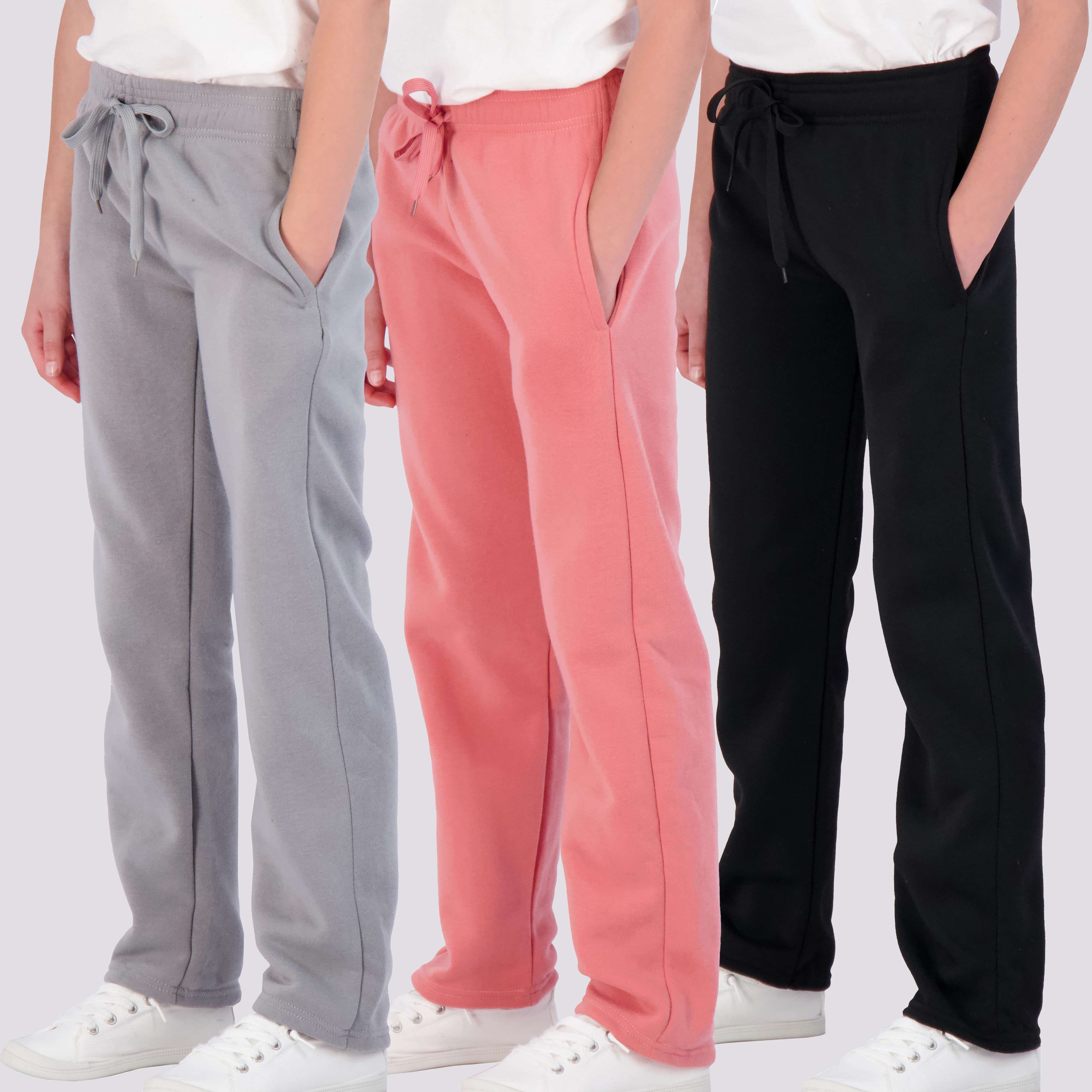 3 Pack: Girls Fleece Open Bottom Sweatpants