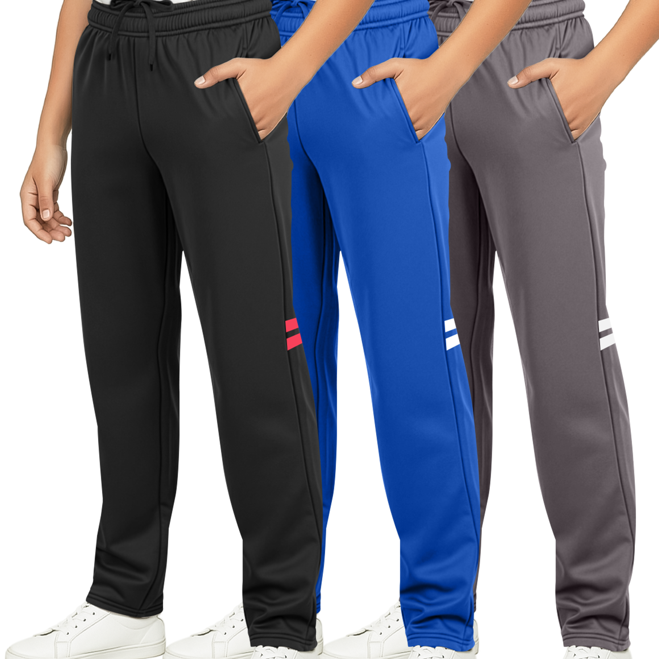 3 Pack: Boys Tricot Open Bottom Fleece-Lined Sweatpants