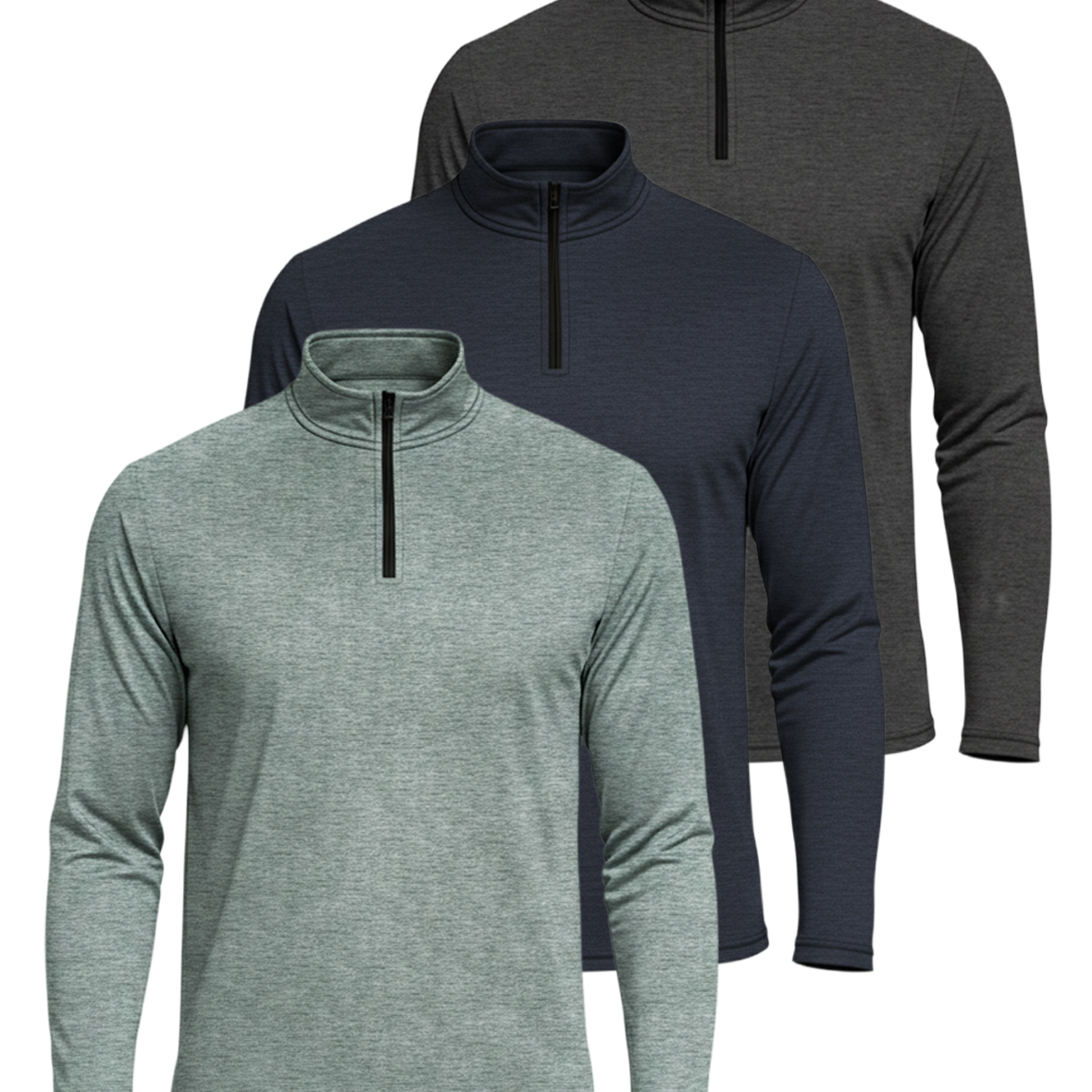 3 Pack: Mens Active Dry-Fit Quarter Zip Pullover (Available in Big & Tall)