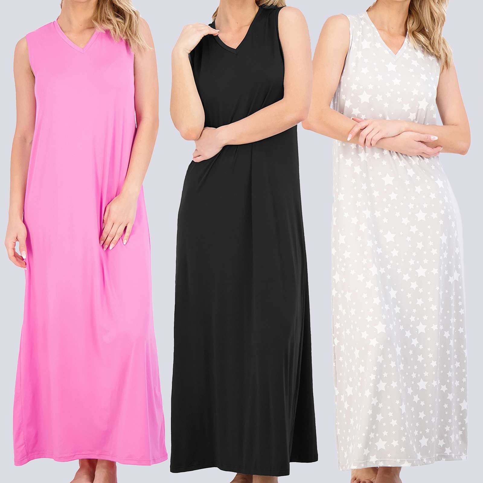 3 Pack: Women's Soft Tank Nightgown (Available in Plus Size)