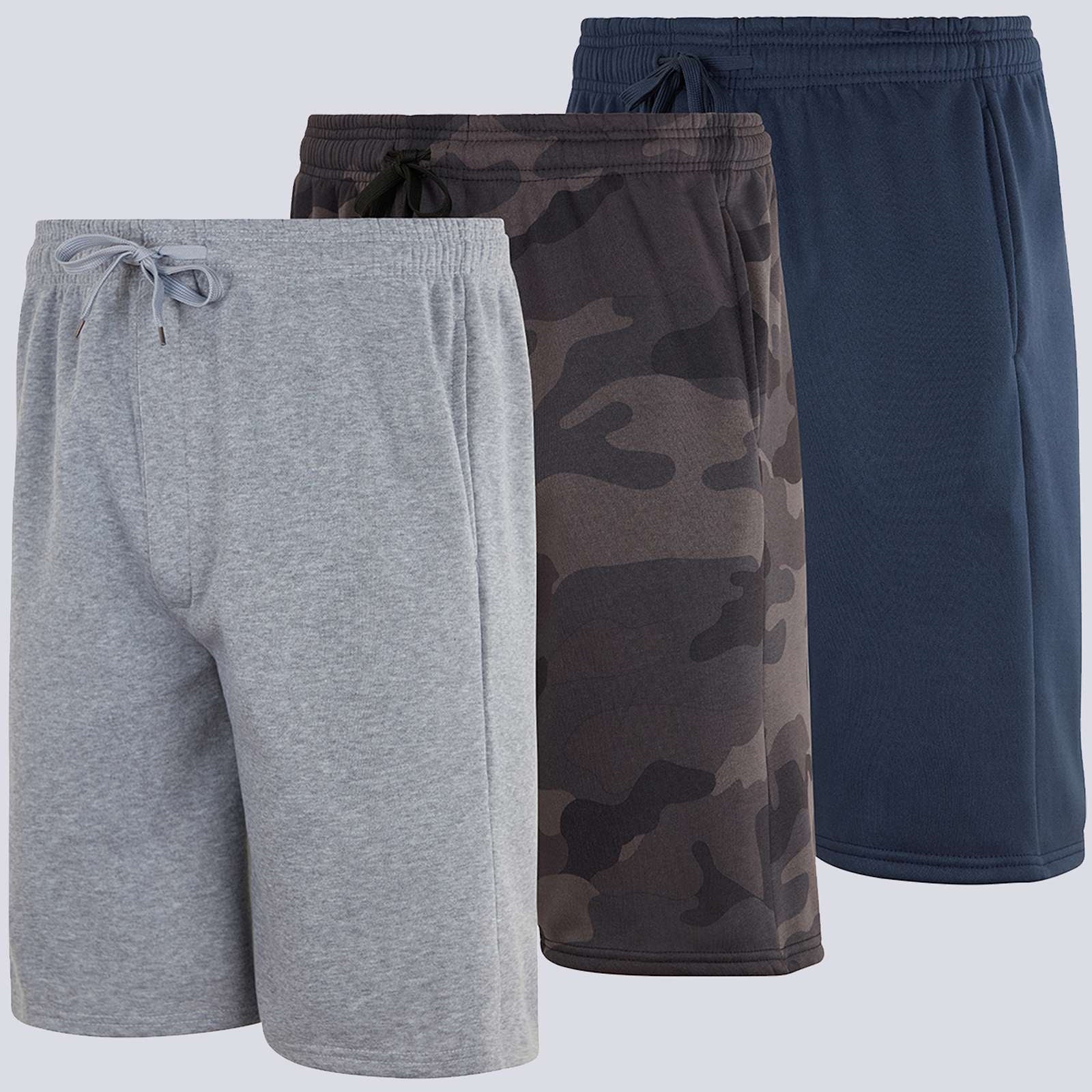 3 Pack: Mens 9" Fleece Casual Lounge Shorts