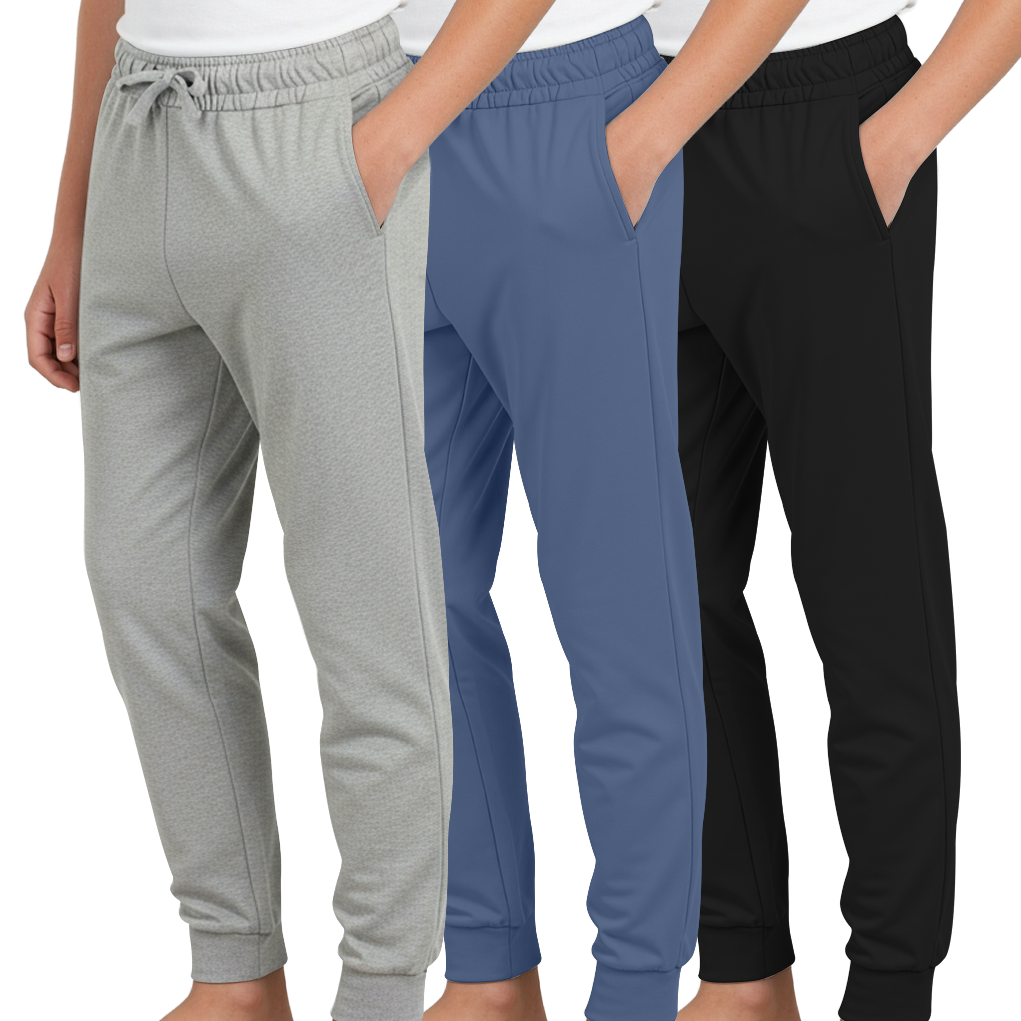 3 Pack: Boys’ Ultra-Soft Jogger Pajama Pants - Kids Lounge Pjs Sleepwear (Size 4-18)