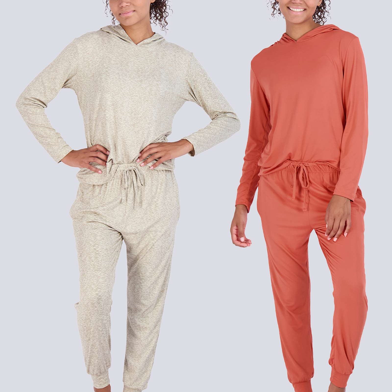 4 Piece: Womens Long Sleeve Henley & Jogger Lounge Pajama Set