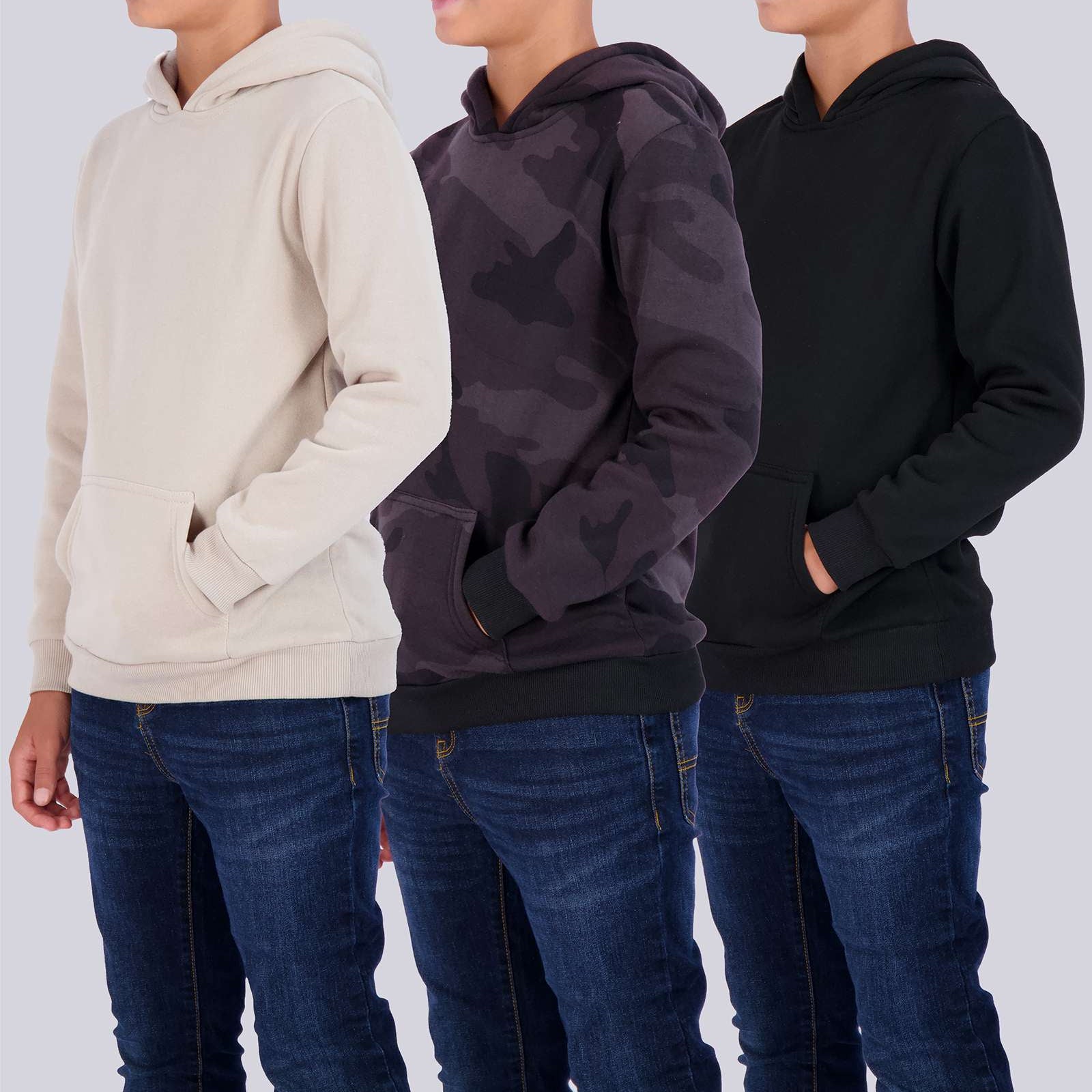 3 Pack: Boys Fleece Pullover Hoodie Sweatshirt