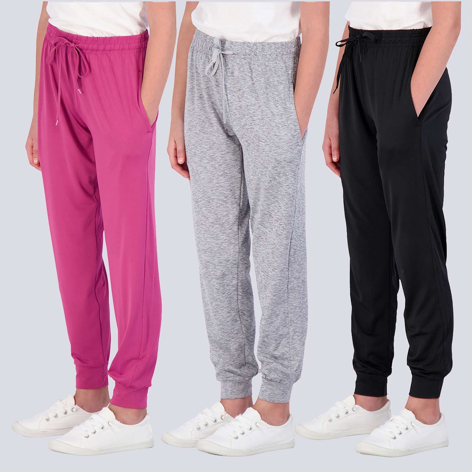 3 Pack: Girls Dry-Fit Active Jogger Sweatpants