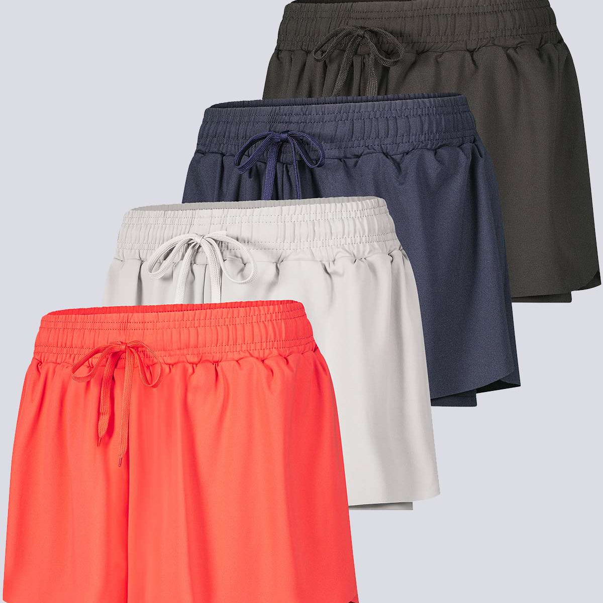 4 Pack: Womens Flowy Dry Fit Running Short - Gym Yoga Workout Summer Shorts (Available In Plus Size)