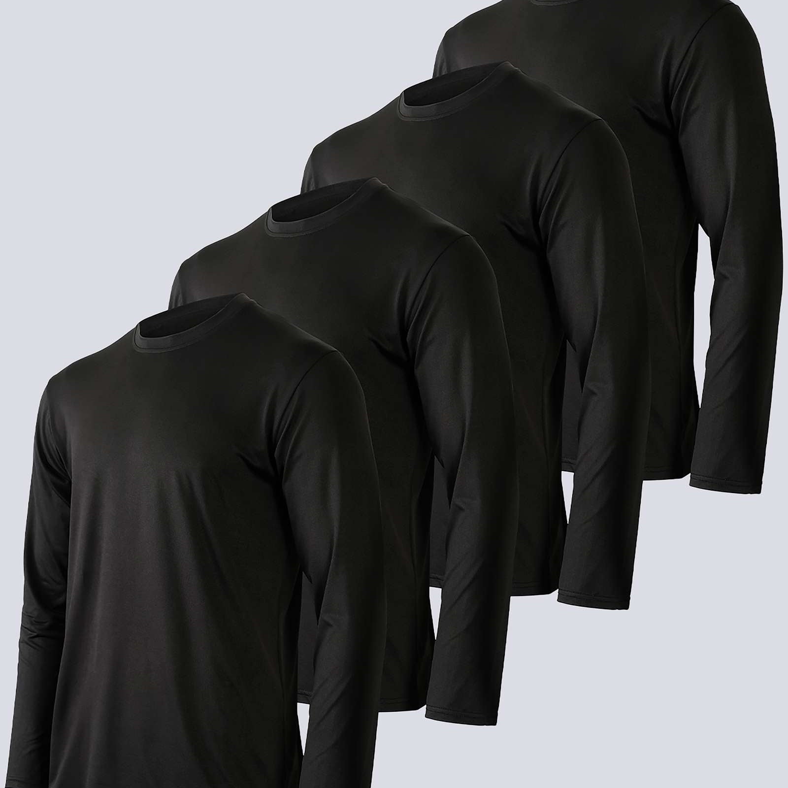 Real Essentials 4 Pack: Men's Dry-Fit UV Moisture Wicking UPF 50+ SPF Sun Protective Fishing Hiking Swim Long Sleeve Shirt