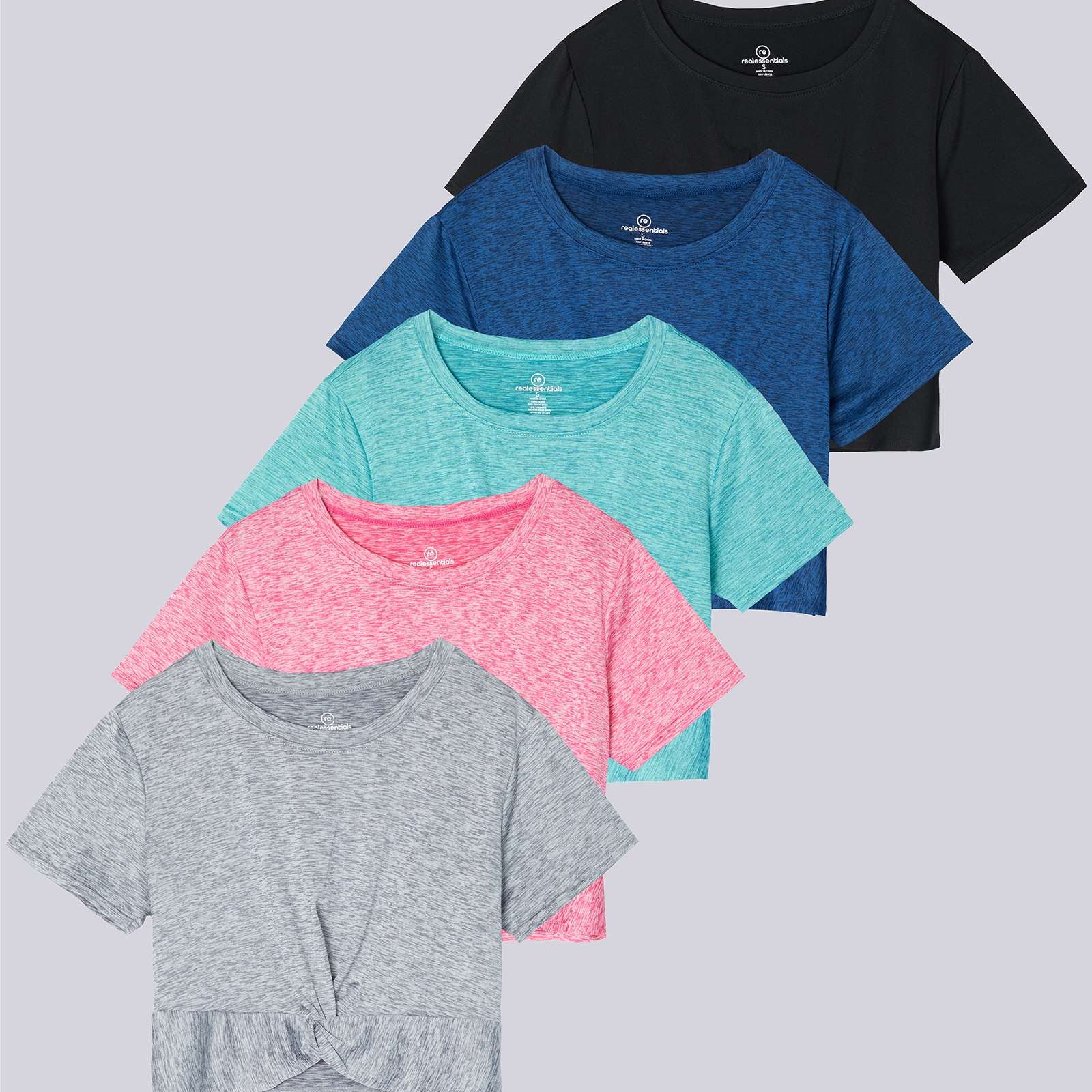 5 Pack: Women's Short Sleeve Twist Front Crop Top