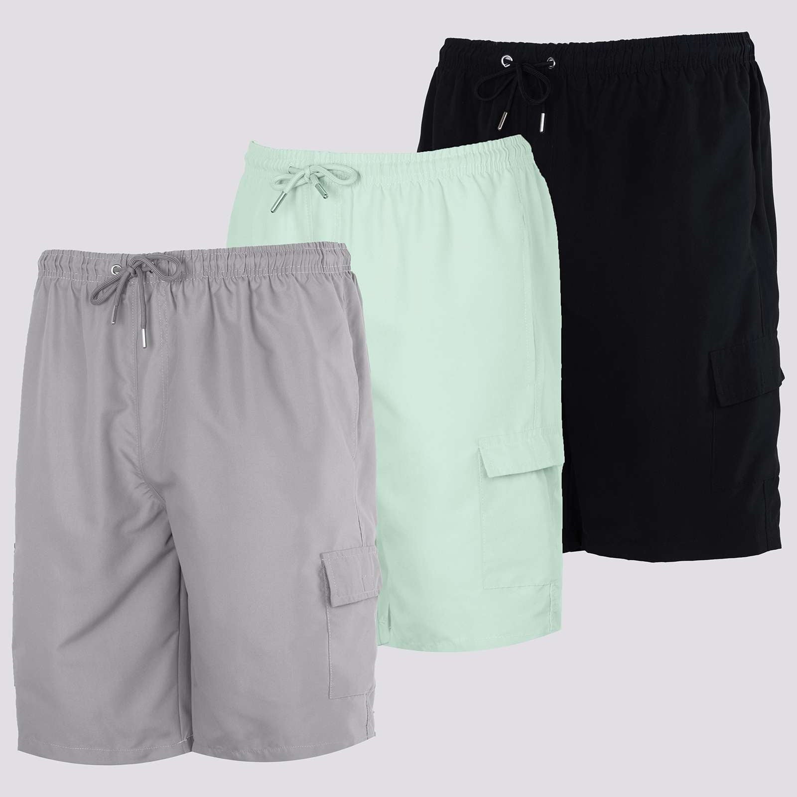 3 Pack: Boys' Swim Trunks with Cargo Pockets