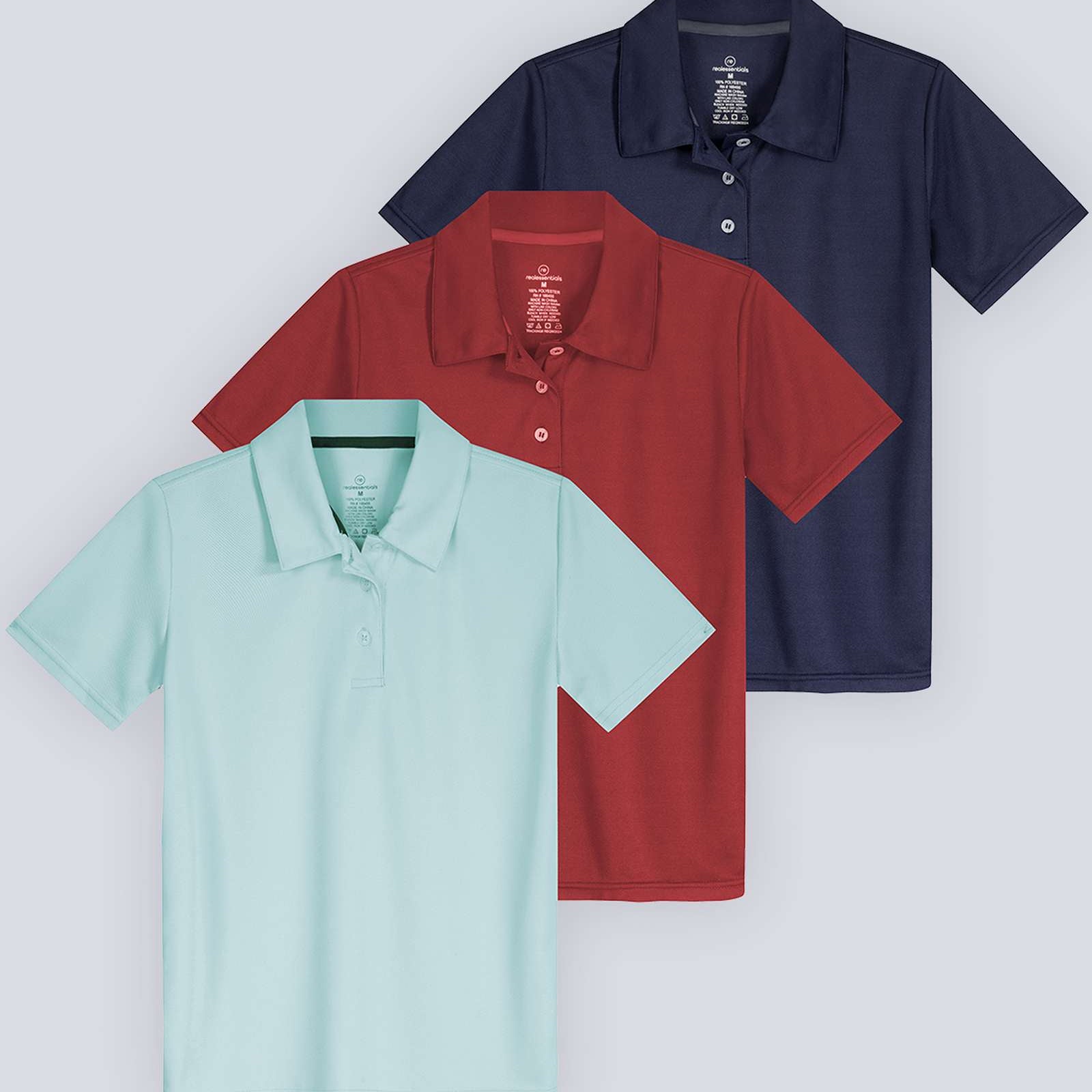 3 Pack: Girls' Short Sleeve Performance Polo