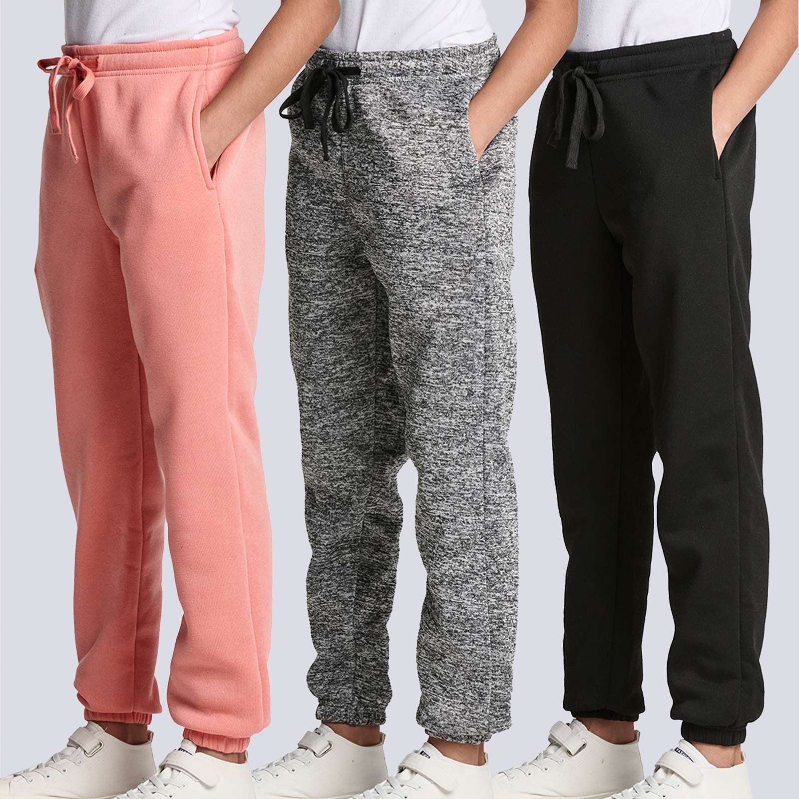 3 Pack: Girls' Sweatpants - Active Fleece Jogger Pants