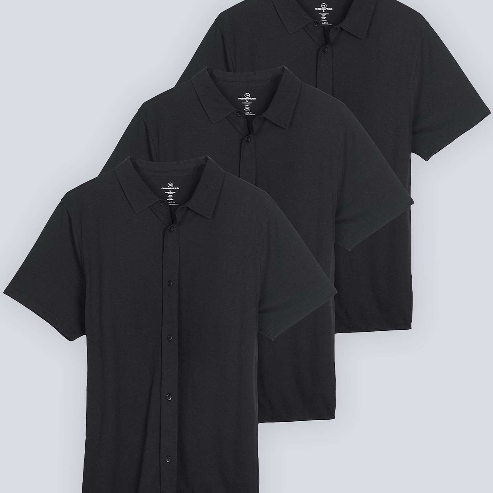 3 Pack: Men's Regular Fit Short Sleeve Button Down Shirt (Available in Big & Tall)