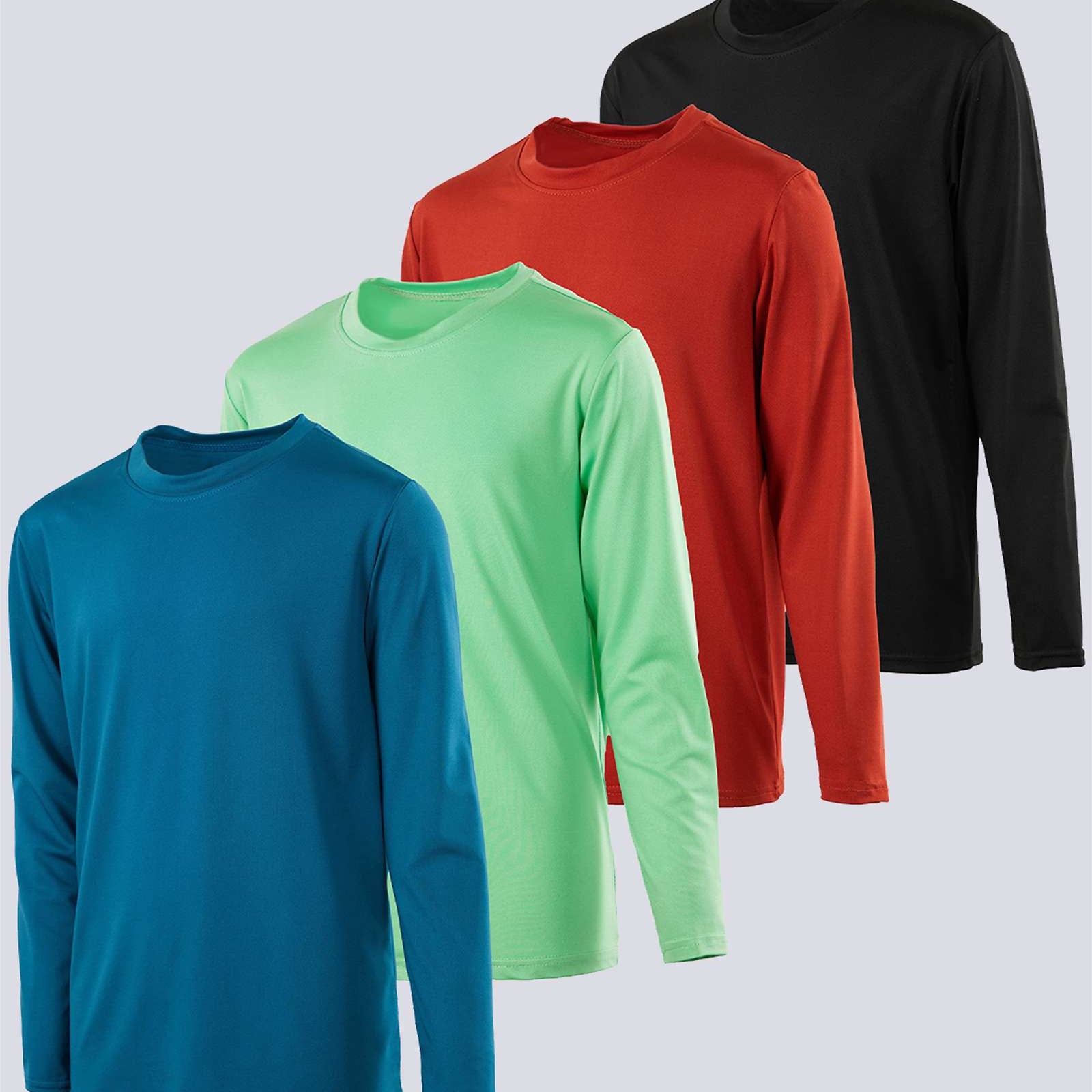 4 Pack: Boys Dry-Fit Active Long-Sleeve T-Shirt