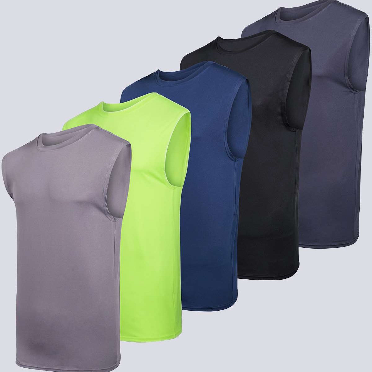 5 Pack: Mens Dry-Fit Active Tech Tank Top