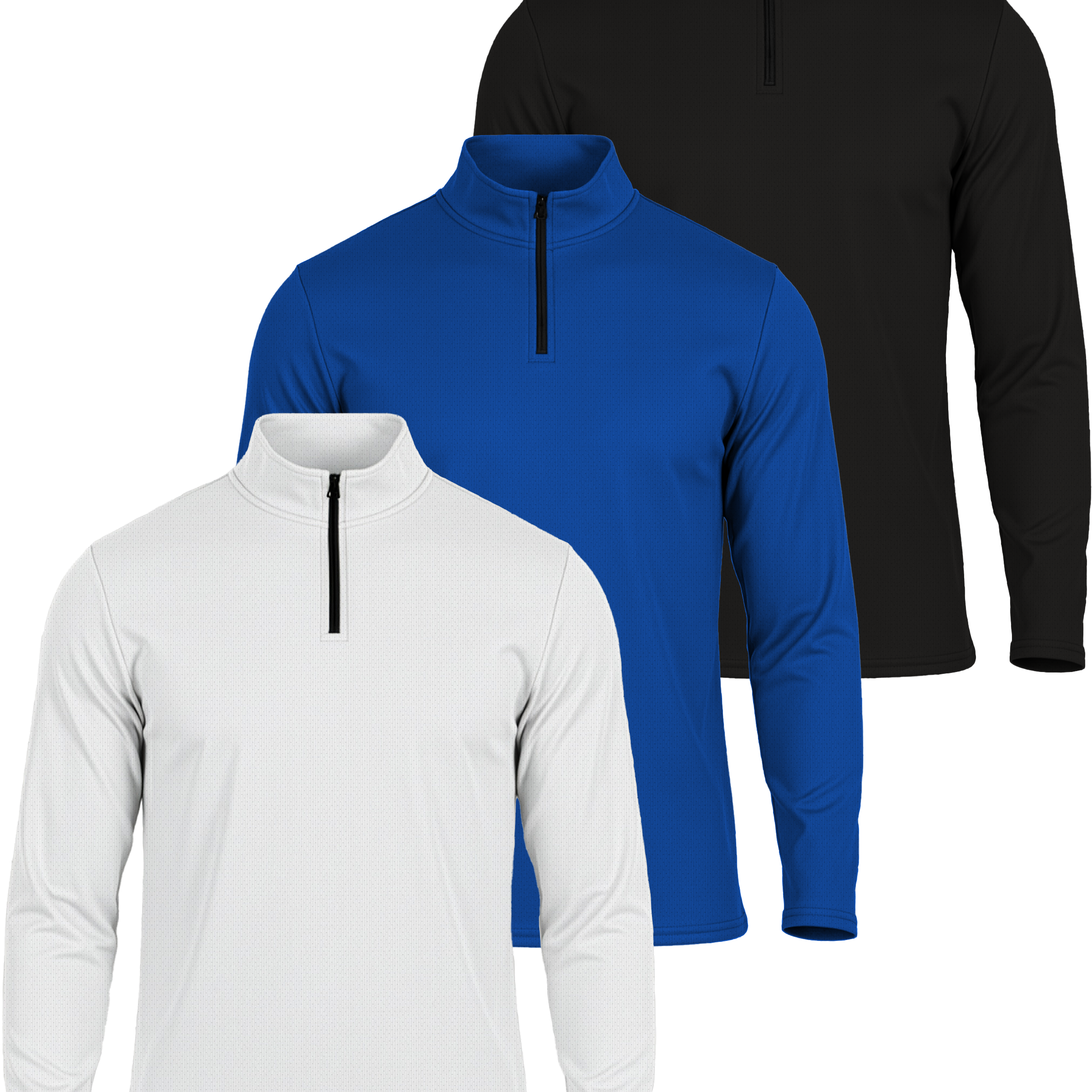 3 Pack: Mens Mesh Active Quarter Zip Pullover