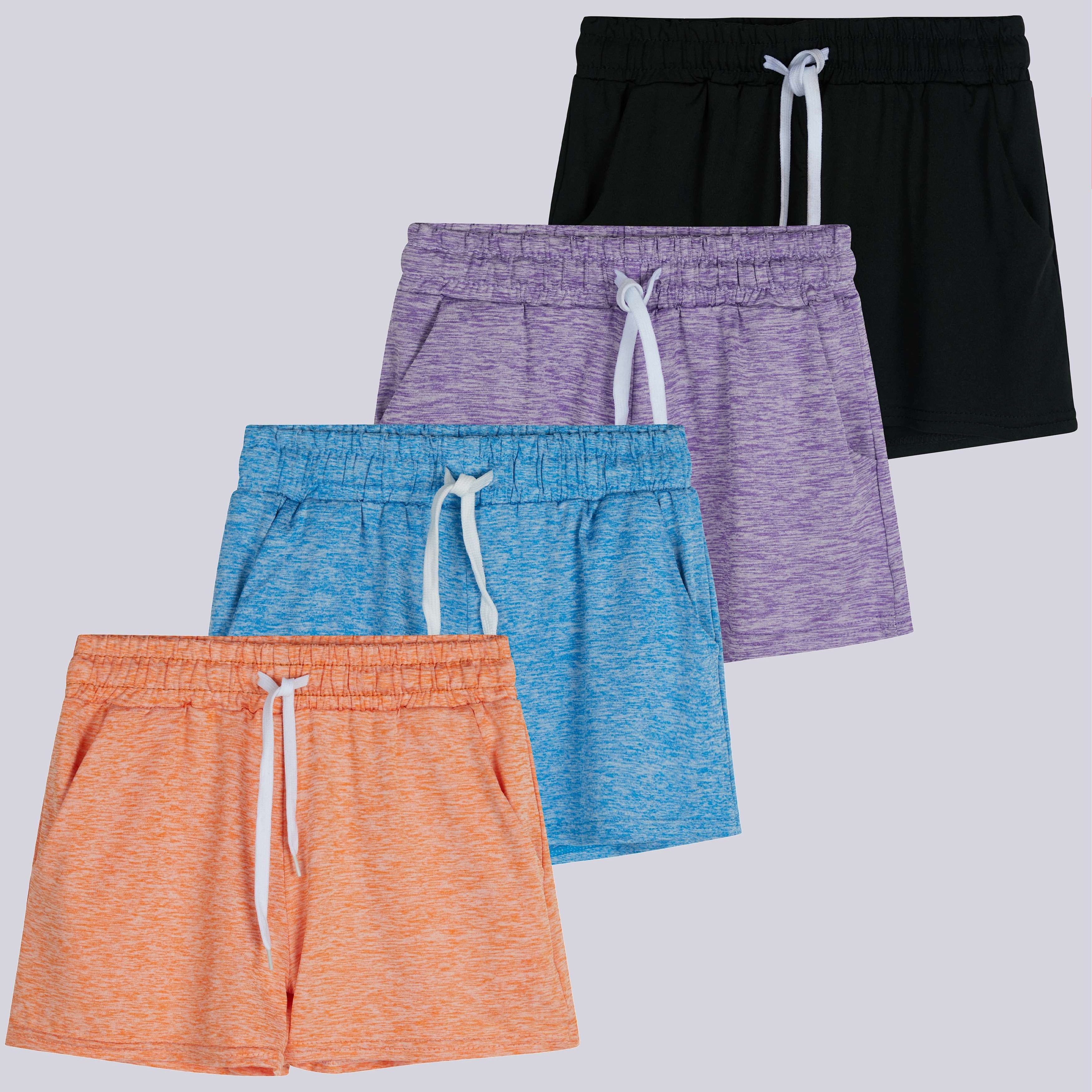 4 Pack: Girls Dry-Fit Active Shorts