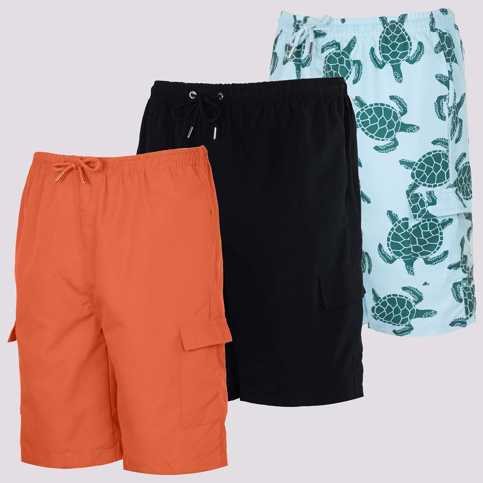 3 Pack: Boys' Swim Trunks with Cargo Pockets