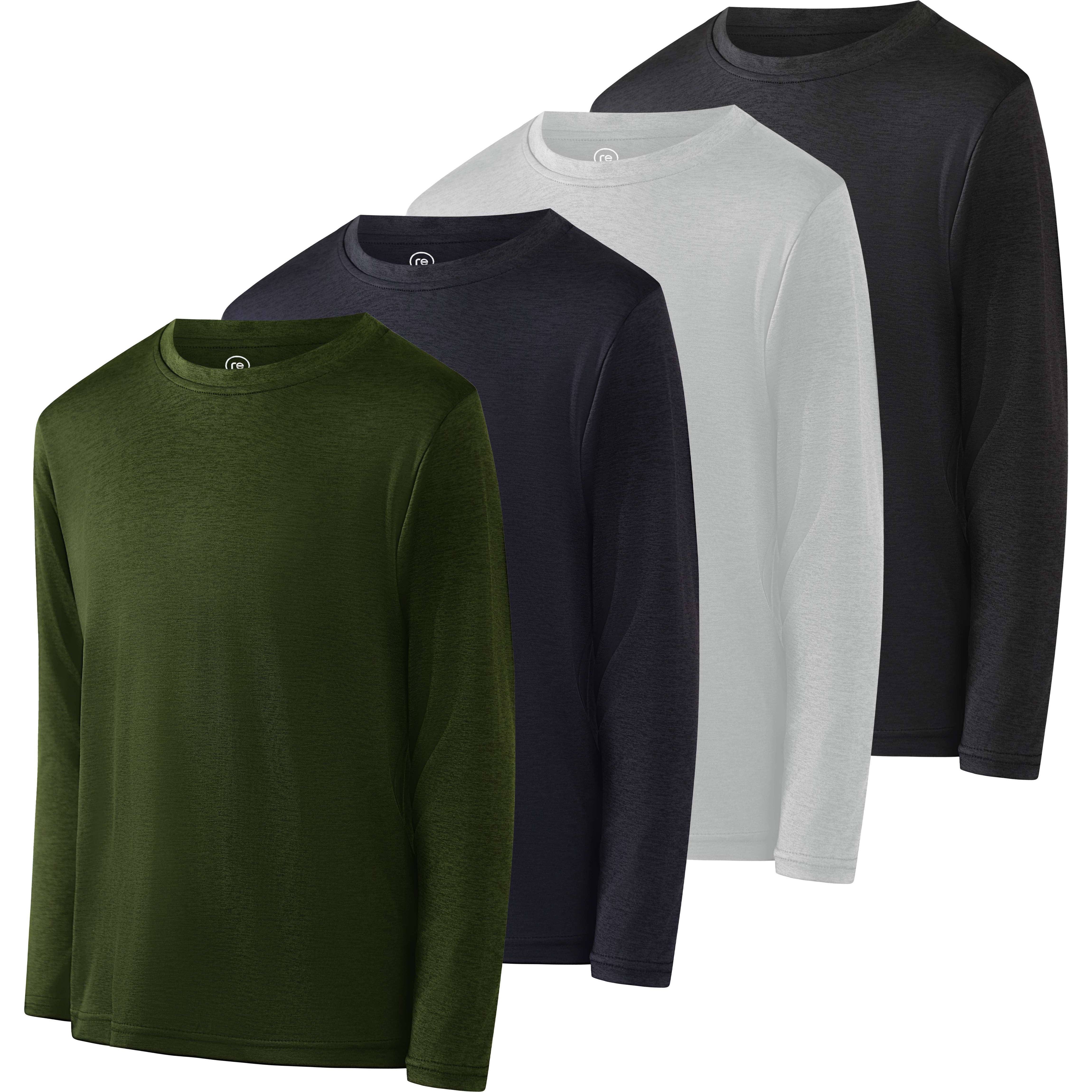 4 Pack: Boys Dry-Fit Active Long-Sleeve T-Shirt
