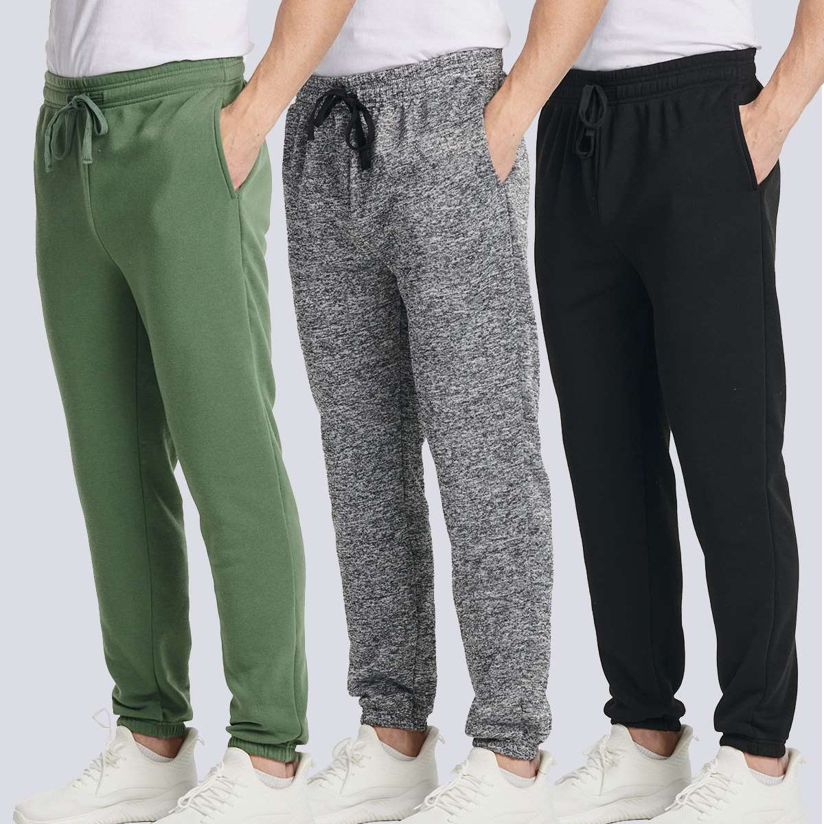 3 Pack: Men's Fleece Jogger Sweatpants (Available in Big & Tall)