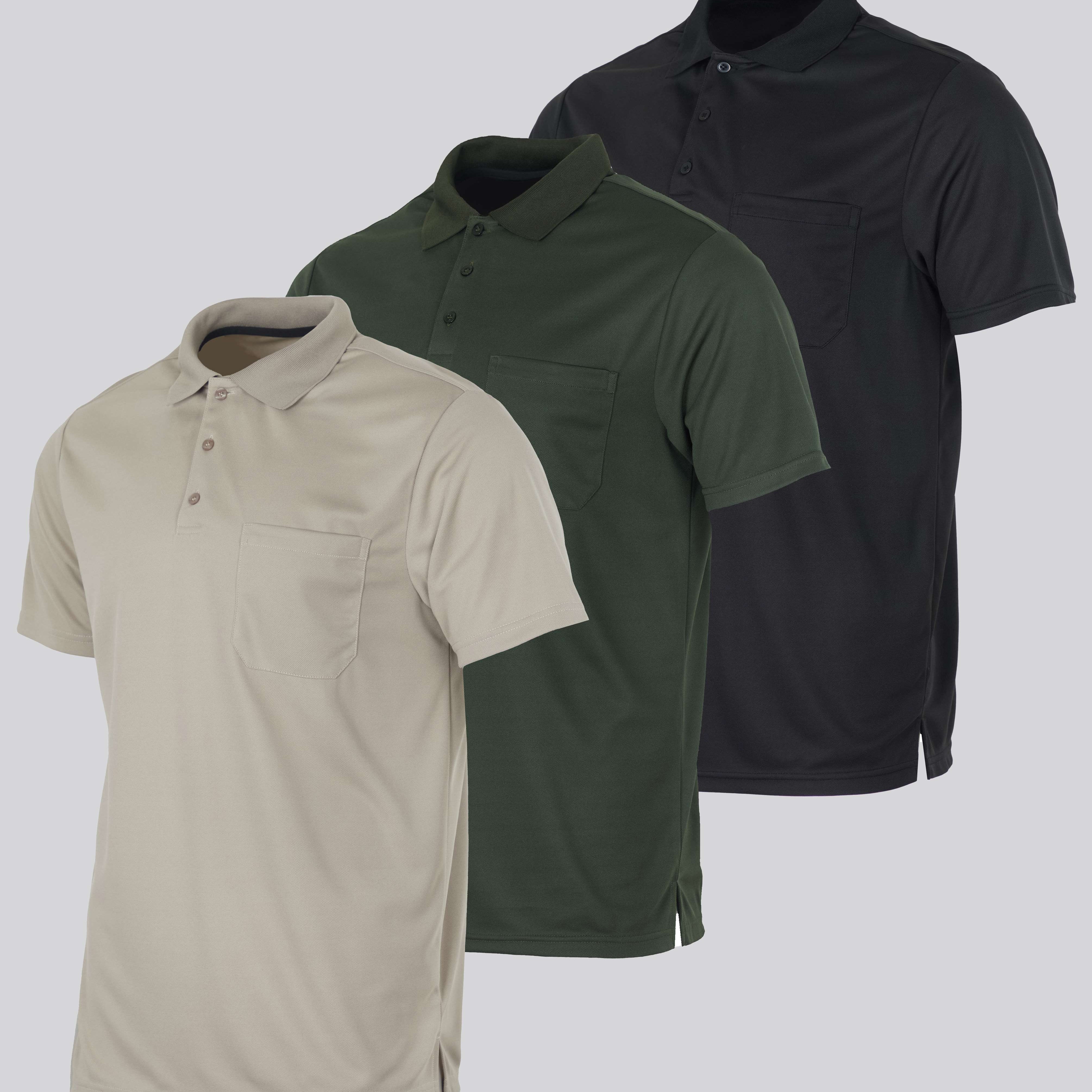 3 Pack: Men's Short Sleeve Dry-Fit Polo Shirt (Available in Big & Tall)