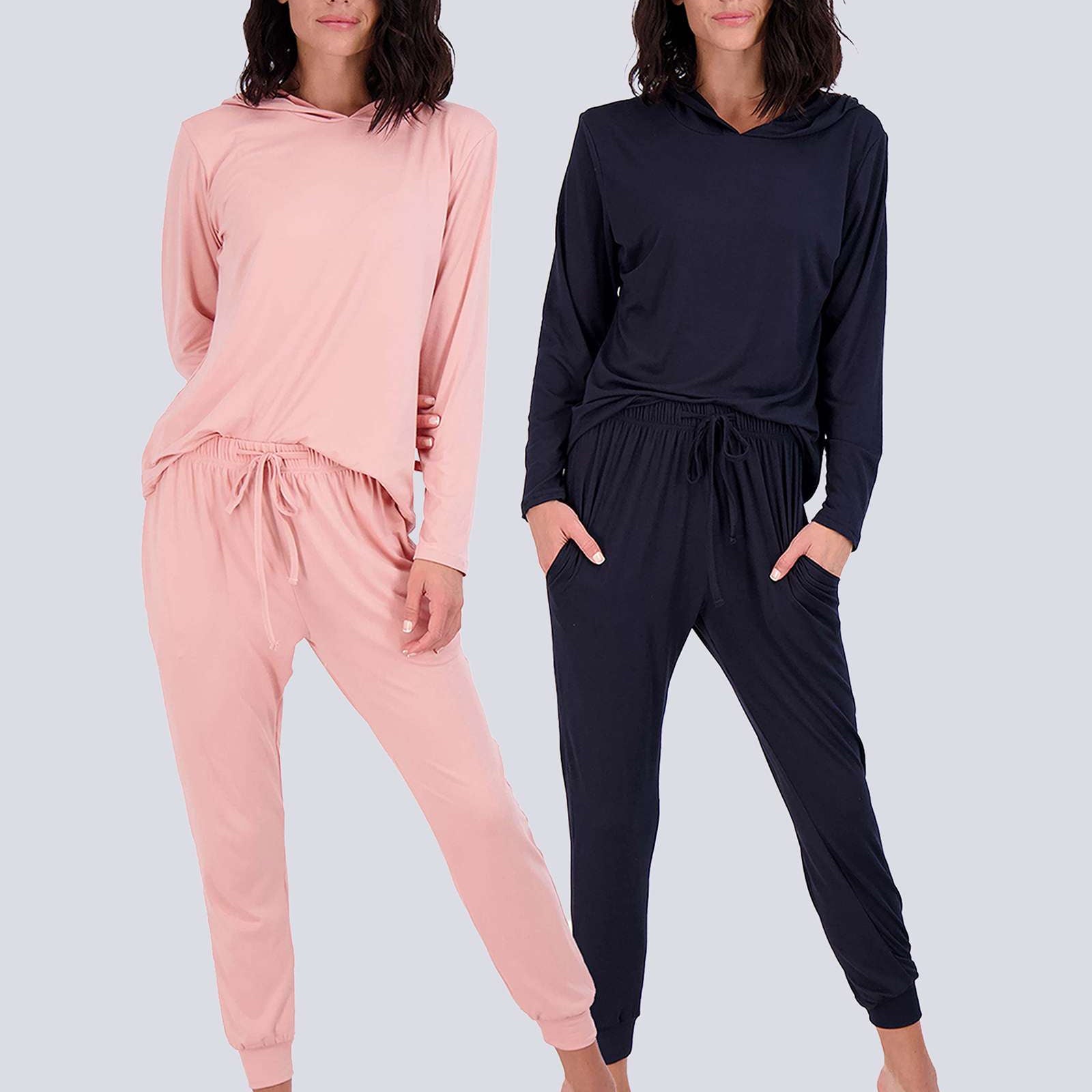 4 Piece: Womens Long Sleeve Henley & Jogger Lounge Pajama Set