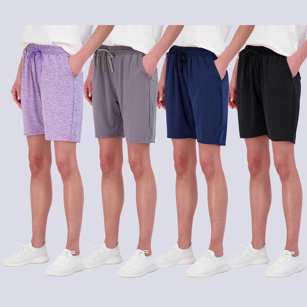 4 Pack: Womens Dry-Fit 7" Bermuda Shorts