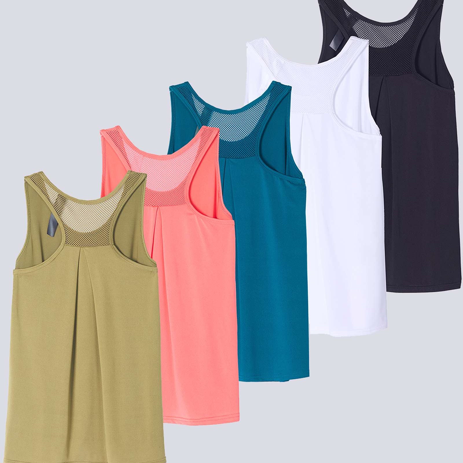 5 Pack: Women's Racerback Workout Tank Top