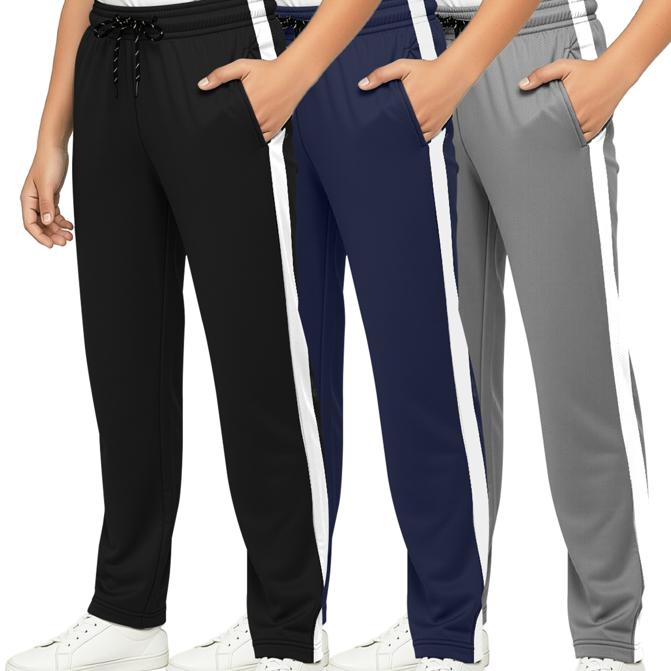 3 Pack: Boys Mesh Open Bottom Active Sweatpants