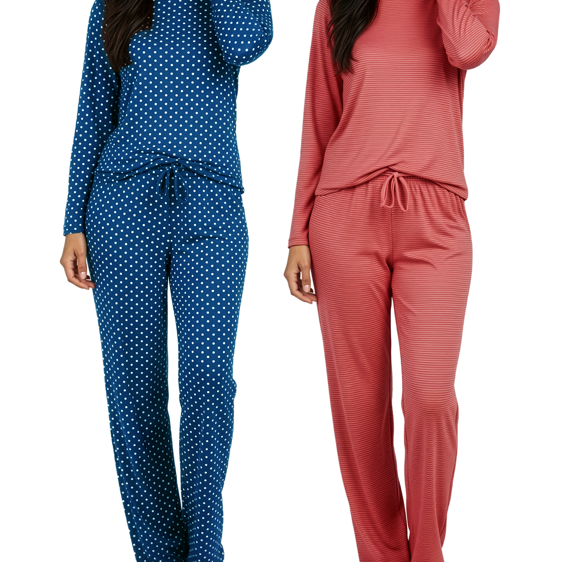 2 Pack: Women’s Pajama Set Super-Soft Long Sleeve Top With Pants