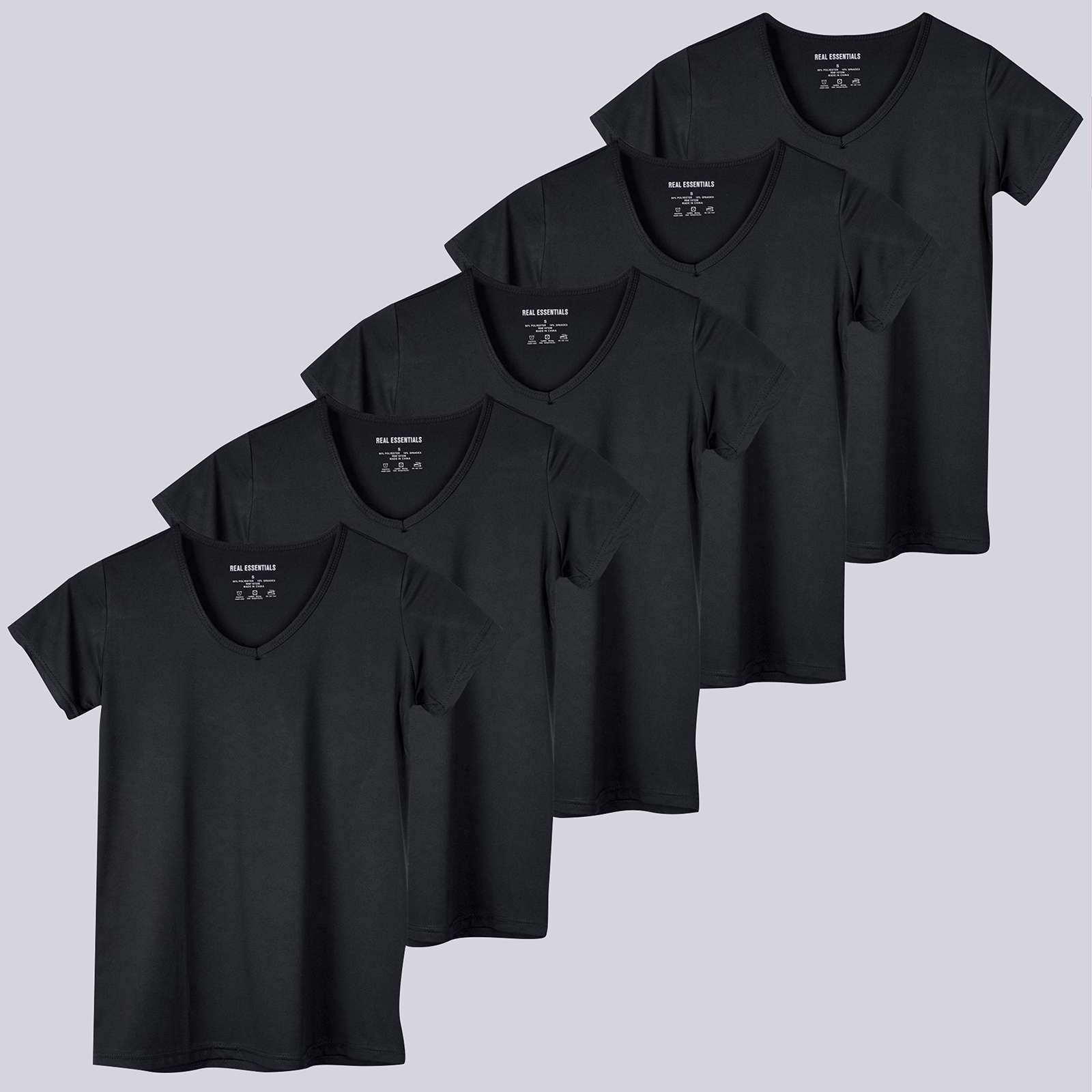 5 Pack: Womens Short Sleeve Dry-Fit V-Neck T-Shirt