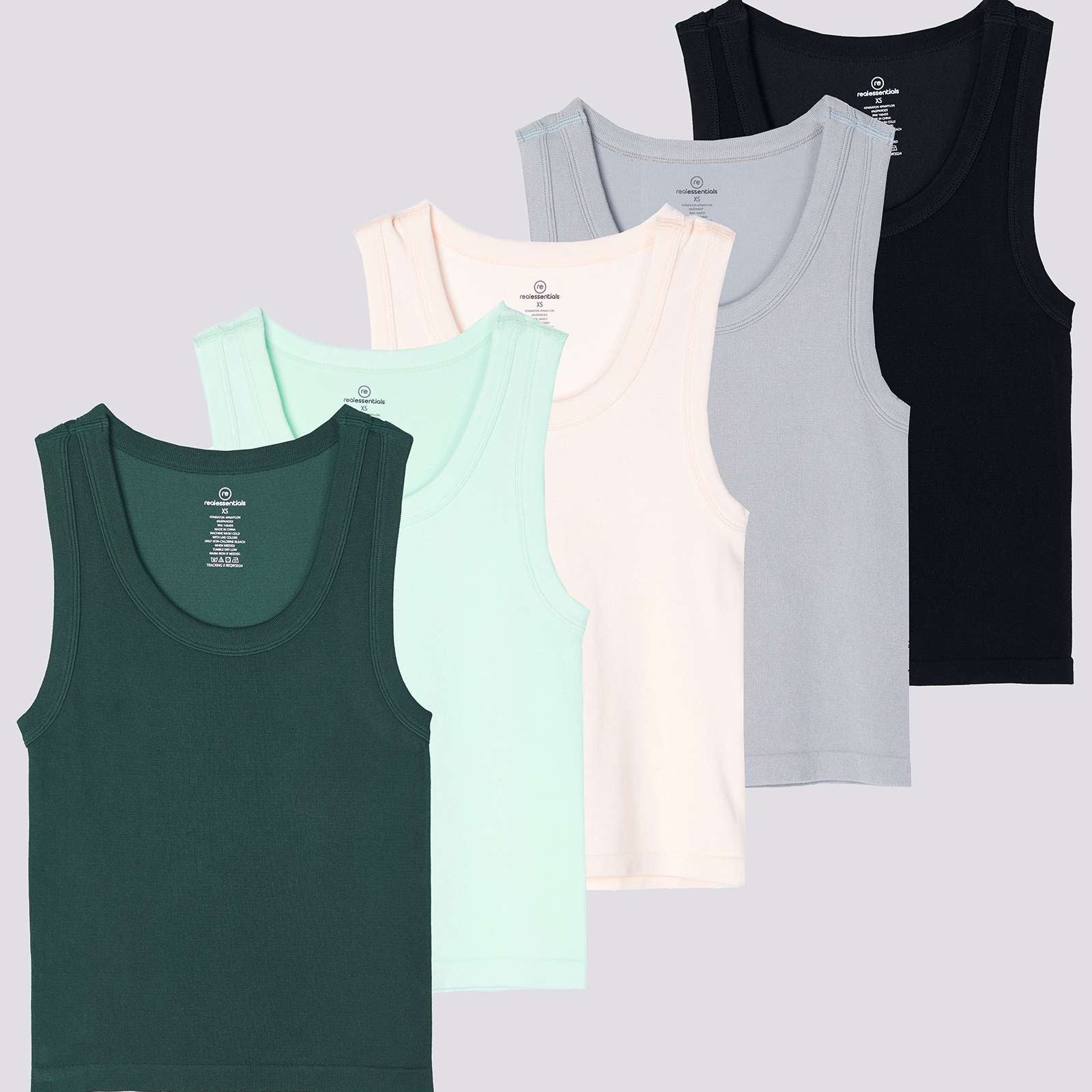 5 Pack: Women's Seamless Ribbed Cropped Tank Top