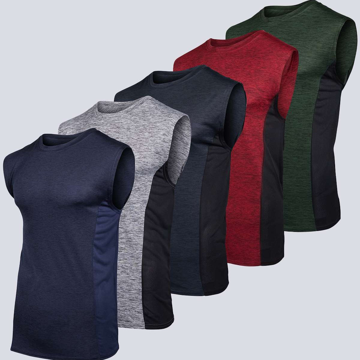 5 Pack: Mens Dry-Fit Active Tech Tank Top