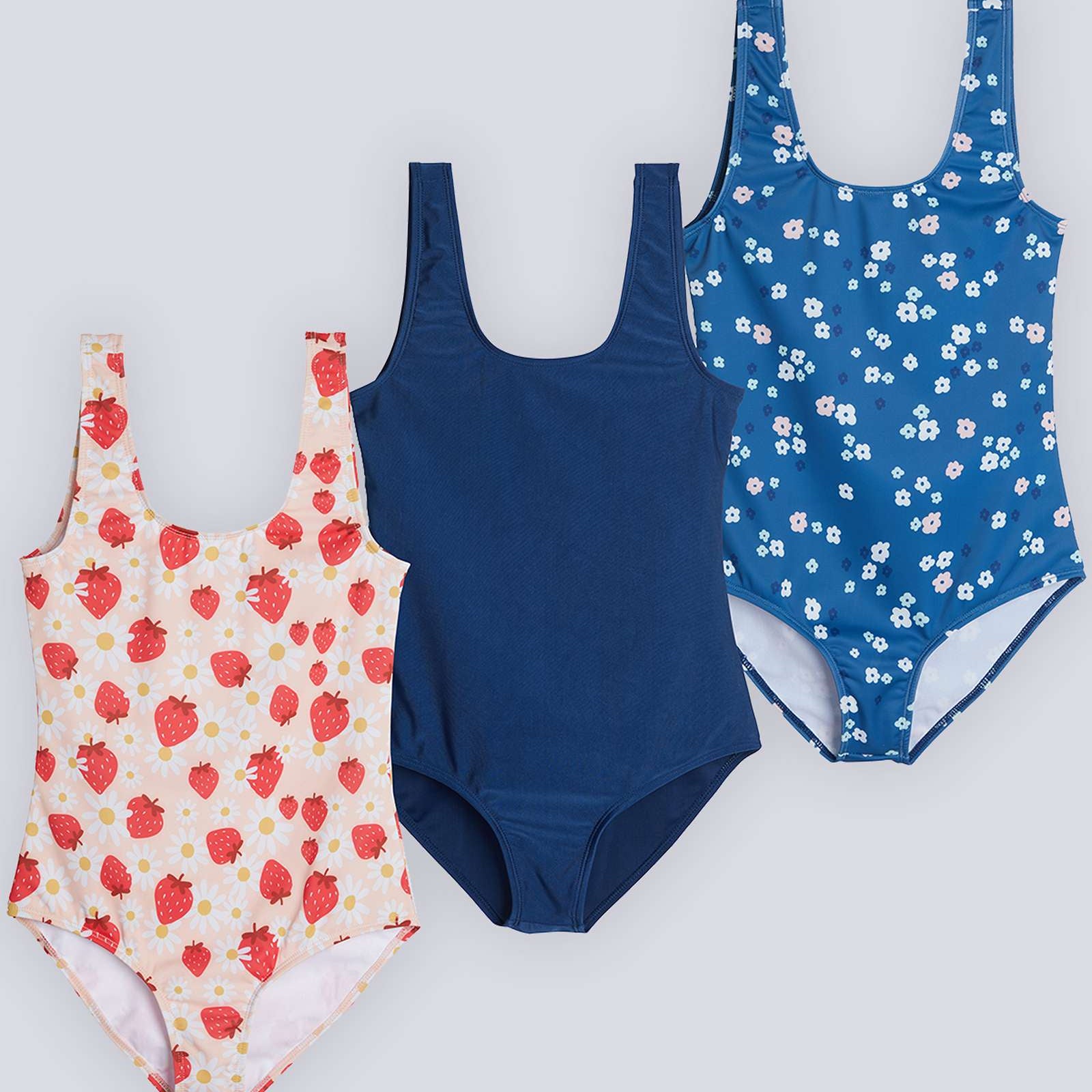 3 Pack: Girls' Surf One Piece Swimsuit