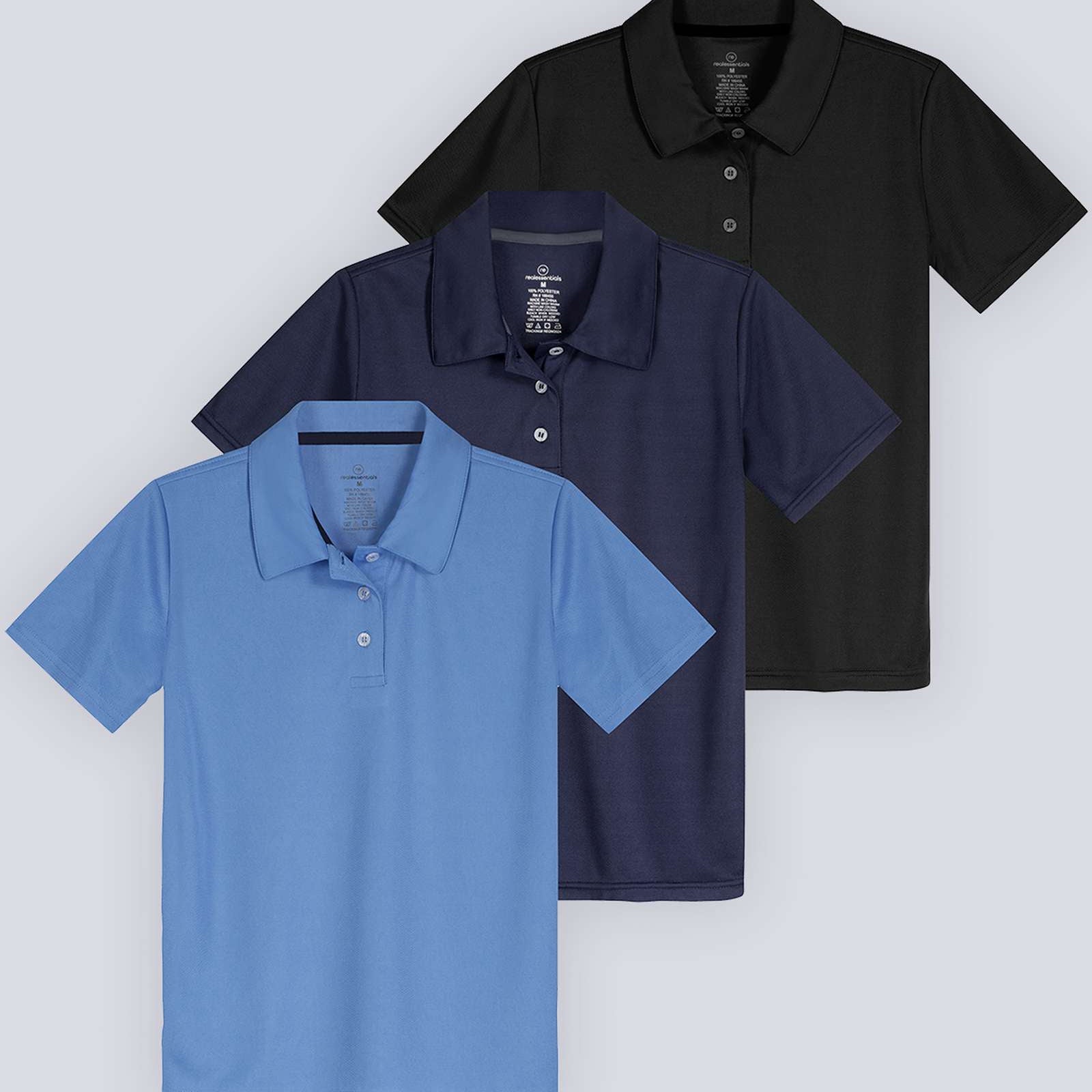 3 Pack: Girls' Short Sleeve Performance Polo