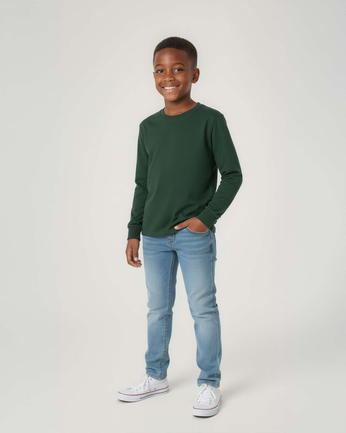 Real Essentials 5 Pack Boys' Cotton Long Sleeve Jersey T Shirts Kids School Youth Tees - Set 3