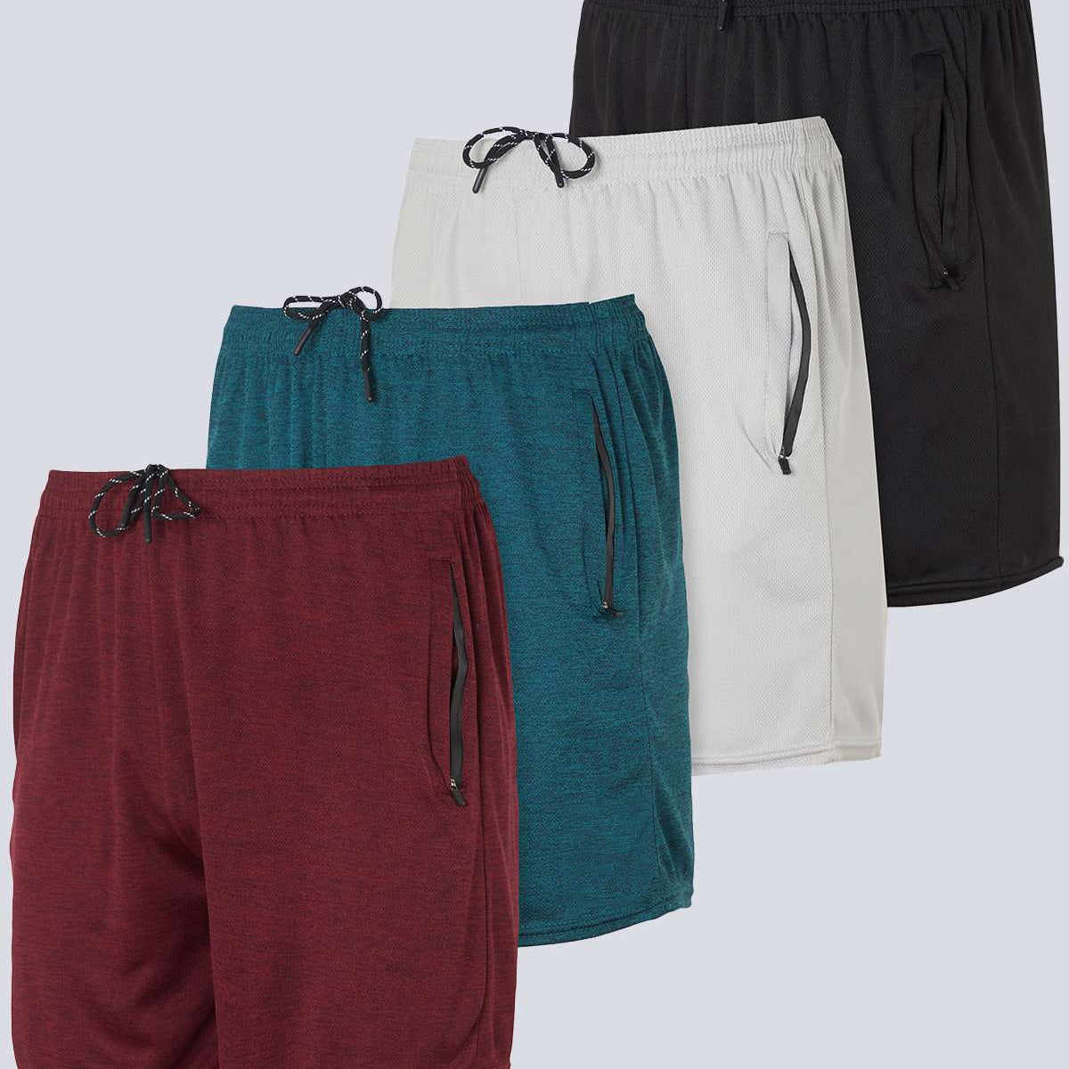 4 Pack: Men's 5" Mesh Running Shorts with Zipper Pockets