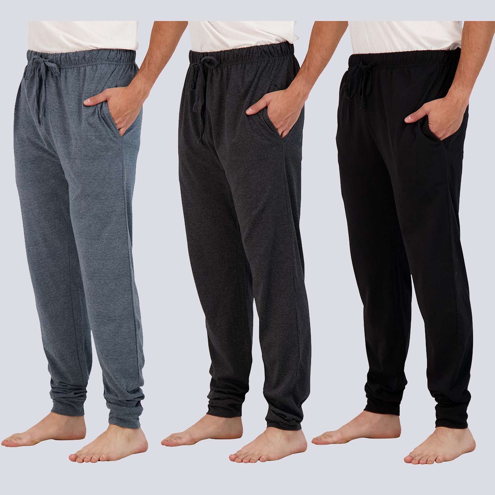 3 Pack: Mens Cotton Sleep Lounge Joggers