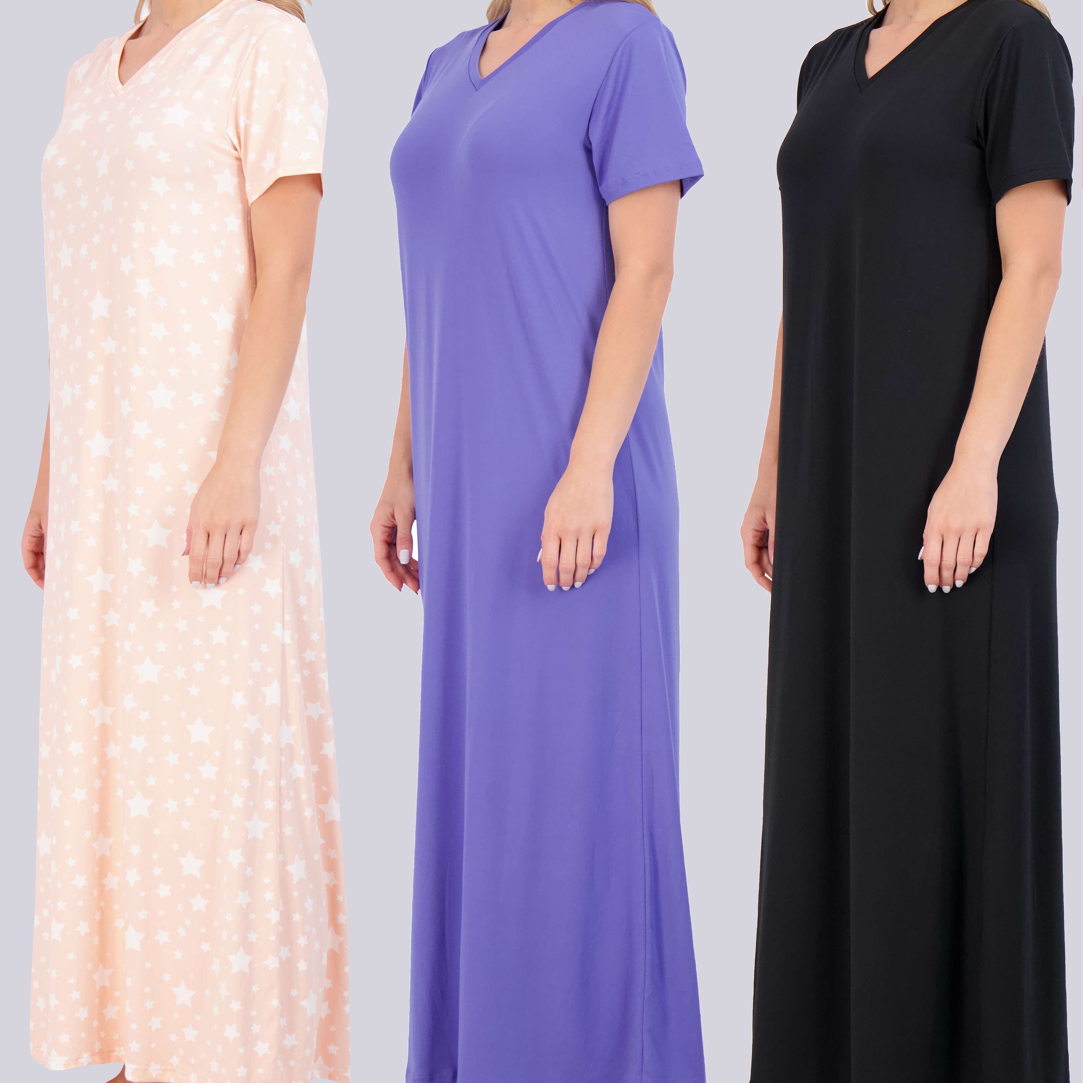 3 Pack: Women's Soft Maxi Nightshirt (Available in Plus Size)