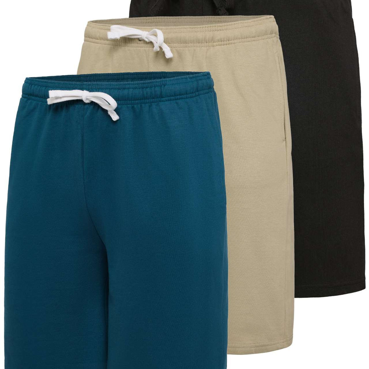 Real Essentials 3 Pack: Men’s 9" Cotton Fleece Sweat Short – Casual Gym, Lounge & Sleep Shorts with Pockets
