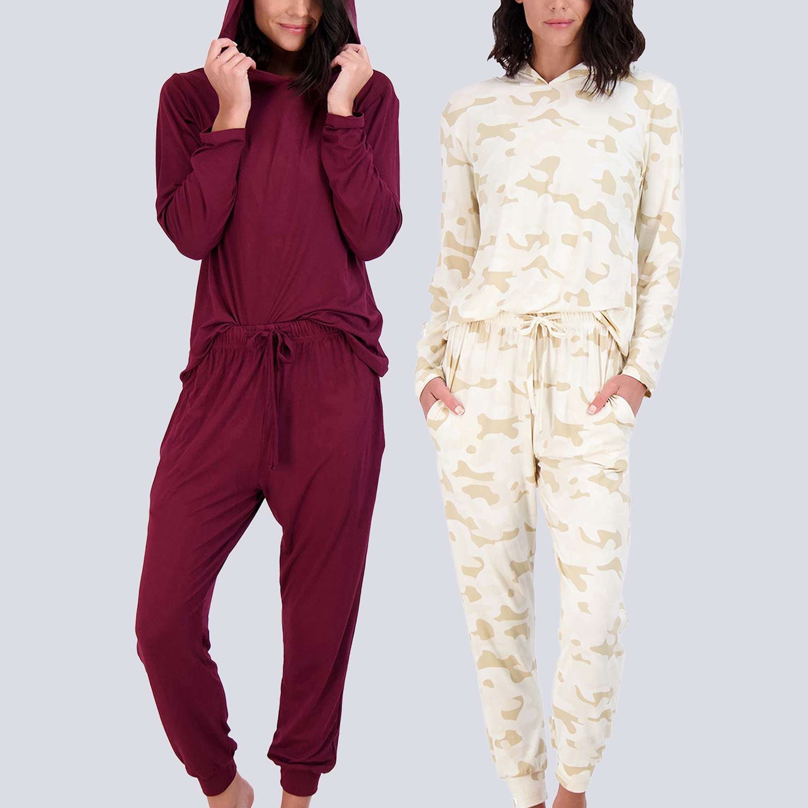 4 Piece: Womens Long Sleeve Henley & Jogger Lounge Pajama Set