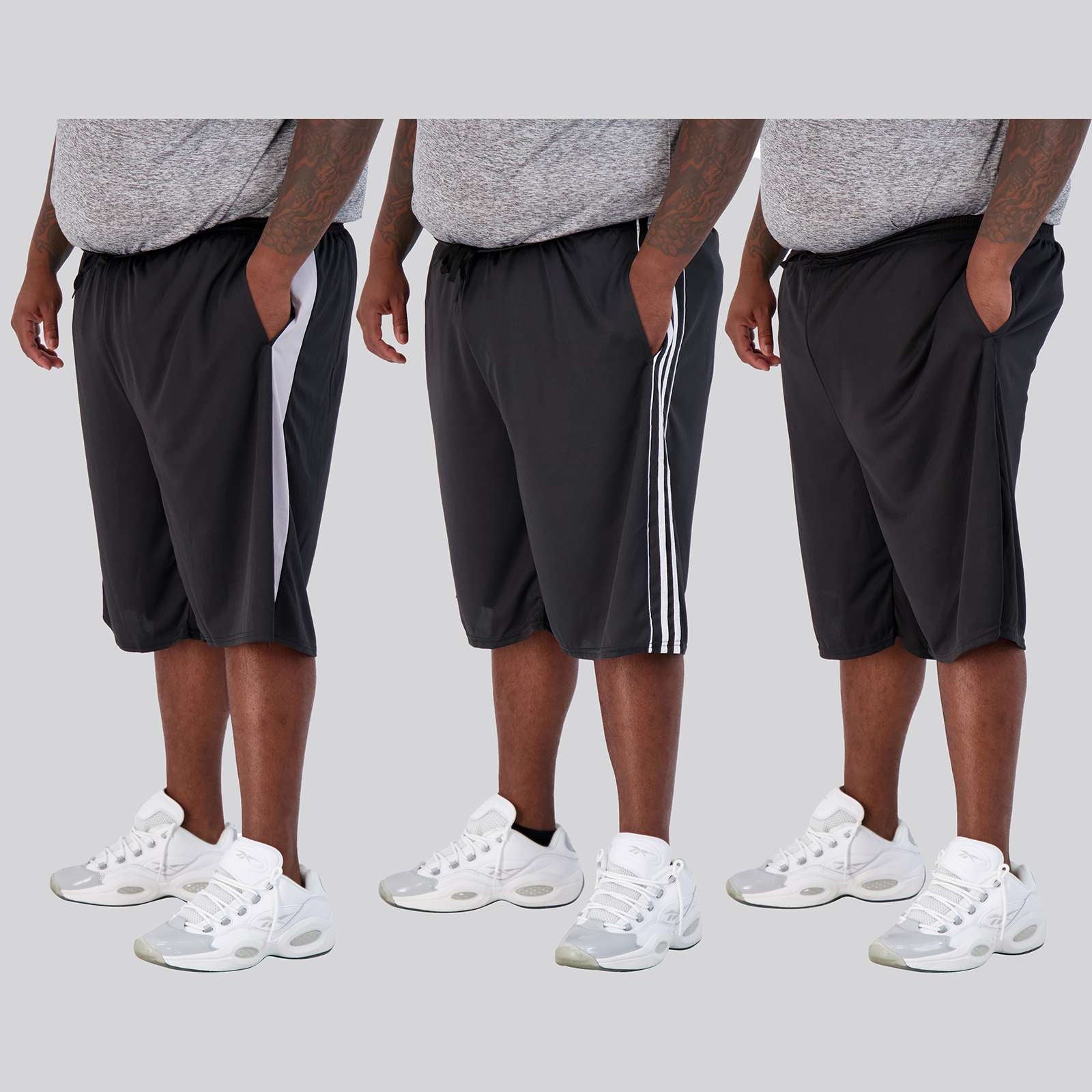 5 Pack: Mens Mesh Active Basketball Shorts (3X-5X)
