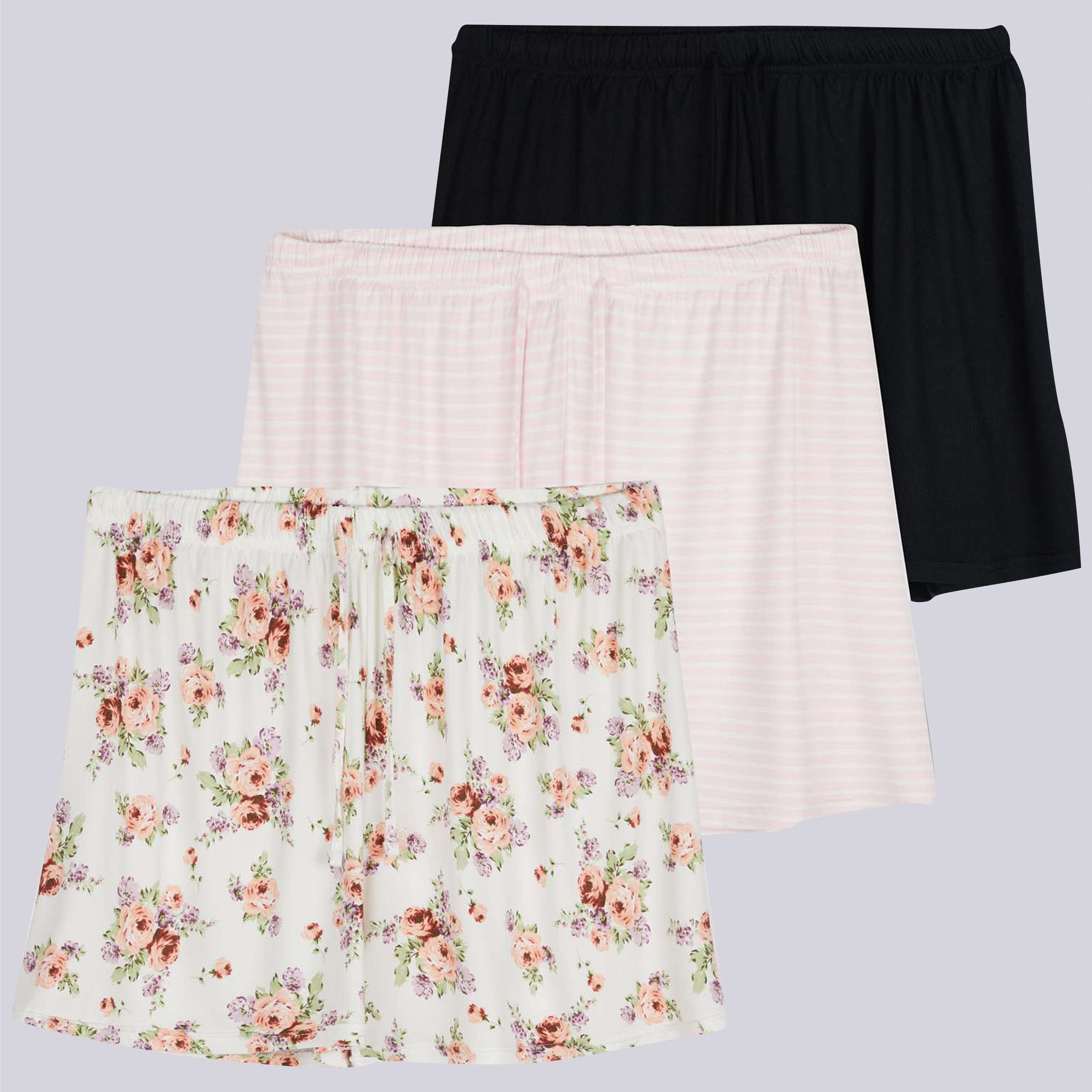 3 Pack: Womens Ultra-Soft Pajama Lounge Shorts