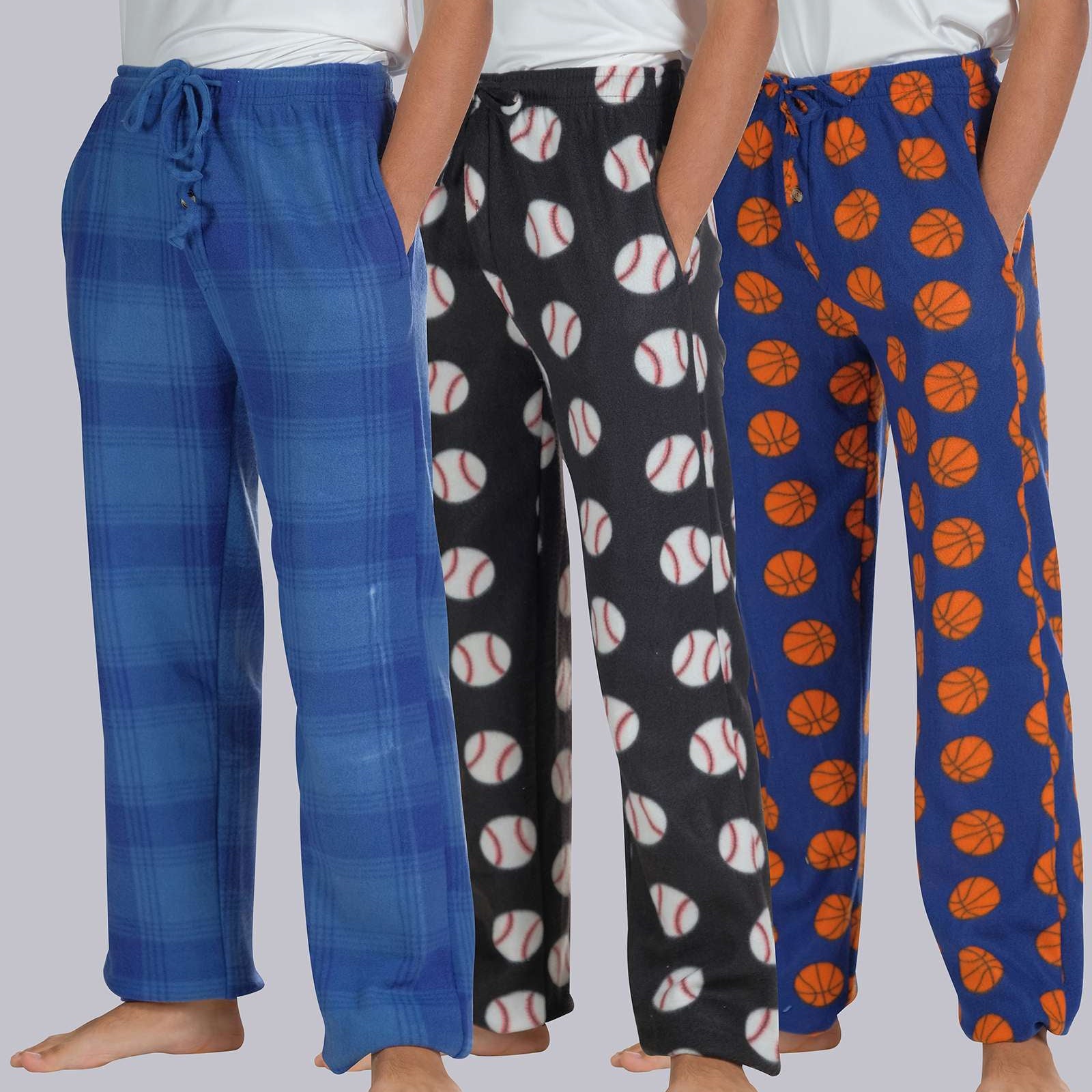 3 Pack: Boys Fleece Pajama Pant Lounge Bottoms