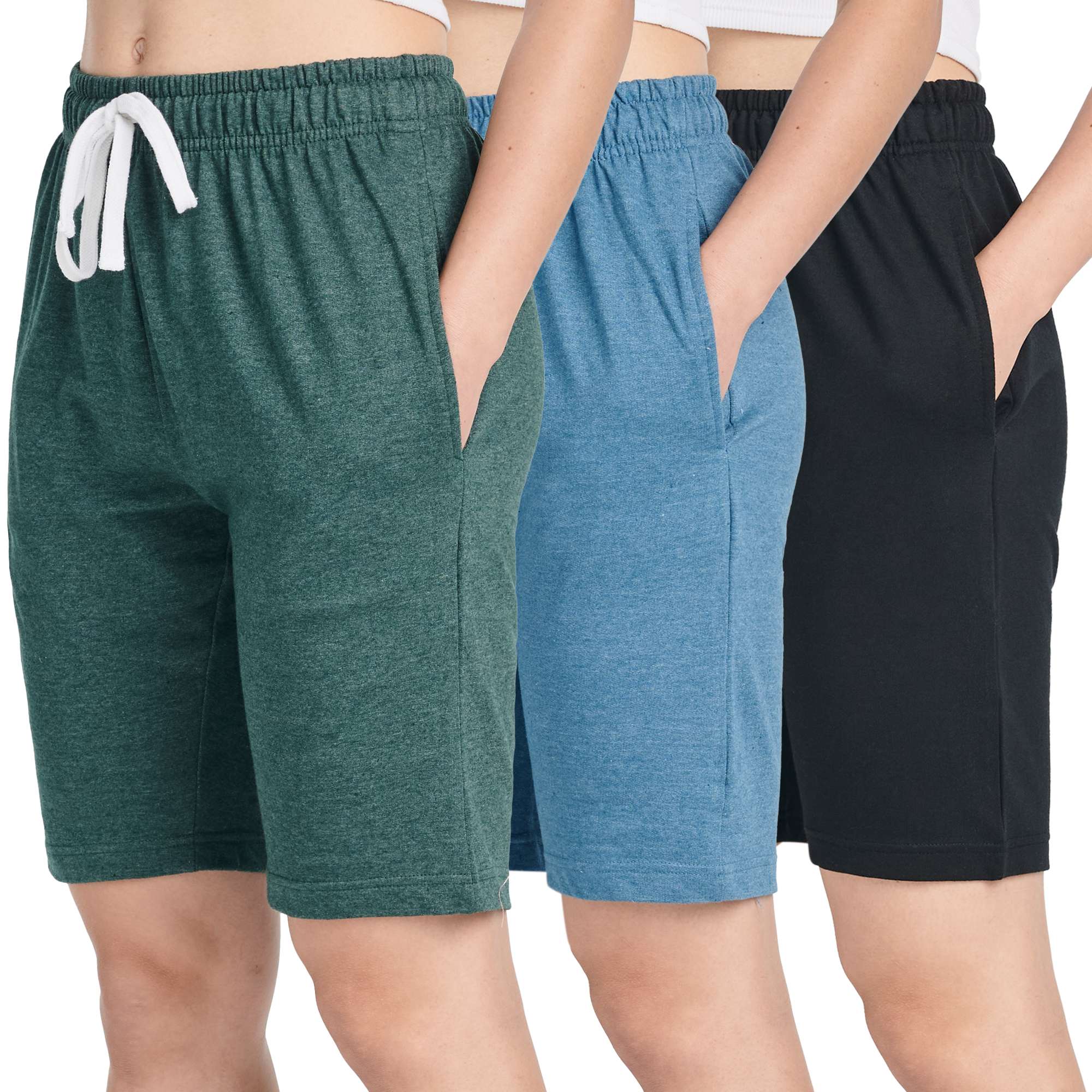 3 Pack: Womens French Terry 9" Bermuda Shorts