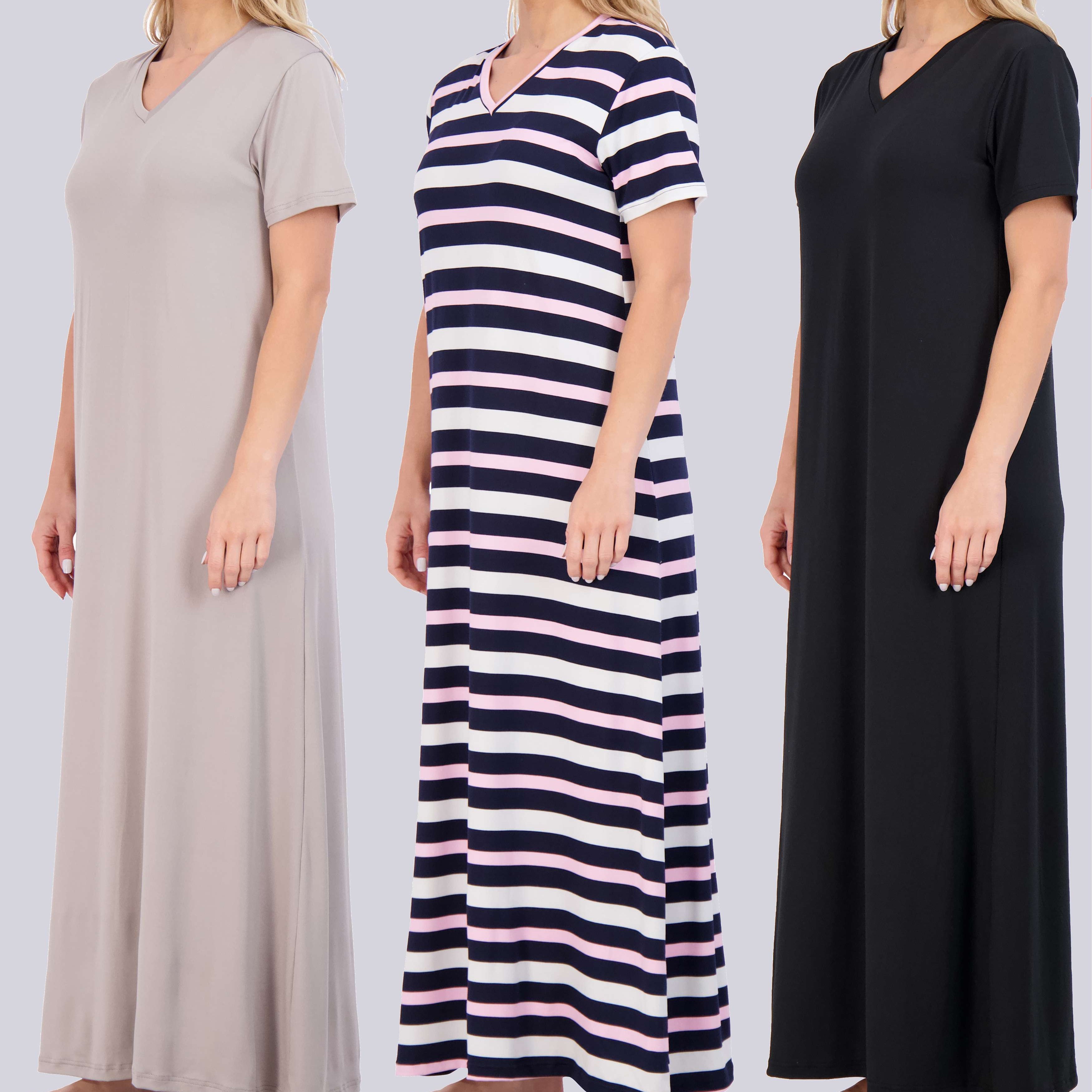 3 Pack: Women's Soft Maxi Nightshirt (Available in Plus Size)