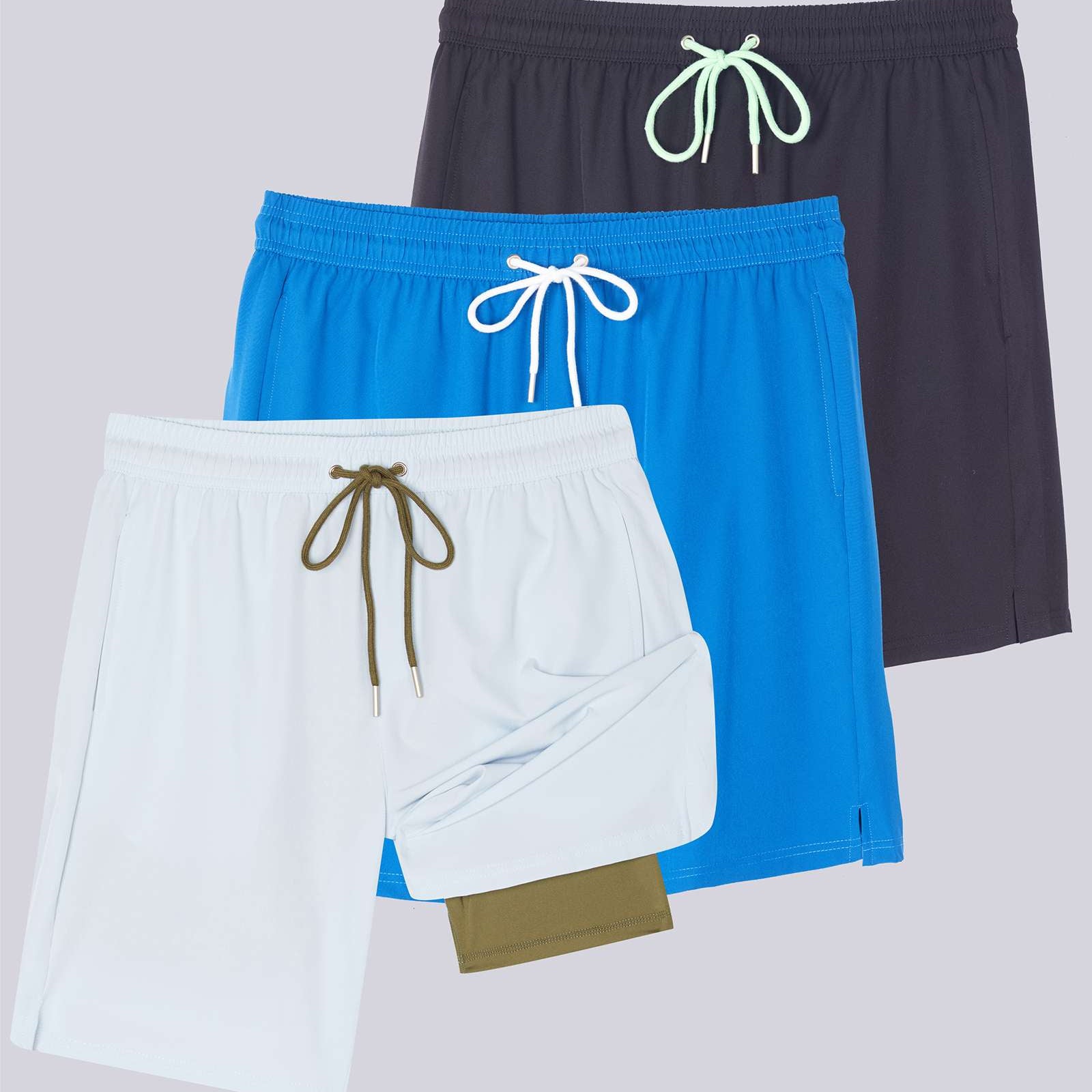 3 Pack: Men's 9" 2-in-1 Board Shorts with Compression Liner